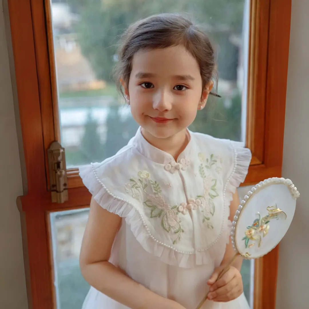 中式立领刺绣旗袍纱裙 Elegant Embroidered Mesh Mandarin Collar Dress