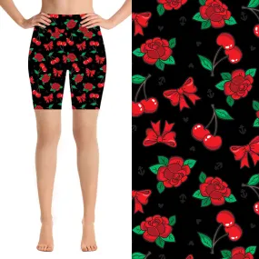 24/7 Biker Shorts - Cherries & Bows