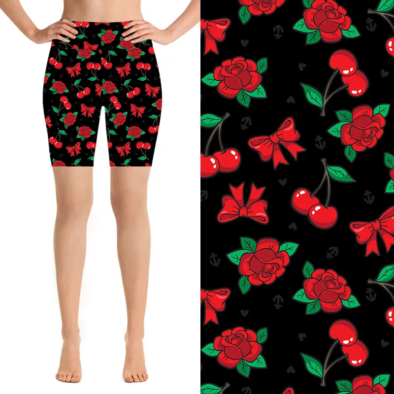 24/7 Biker Shorts - Cherries & Bows