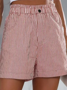 Adeline Striped Elastic Waist Shorts