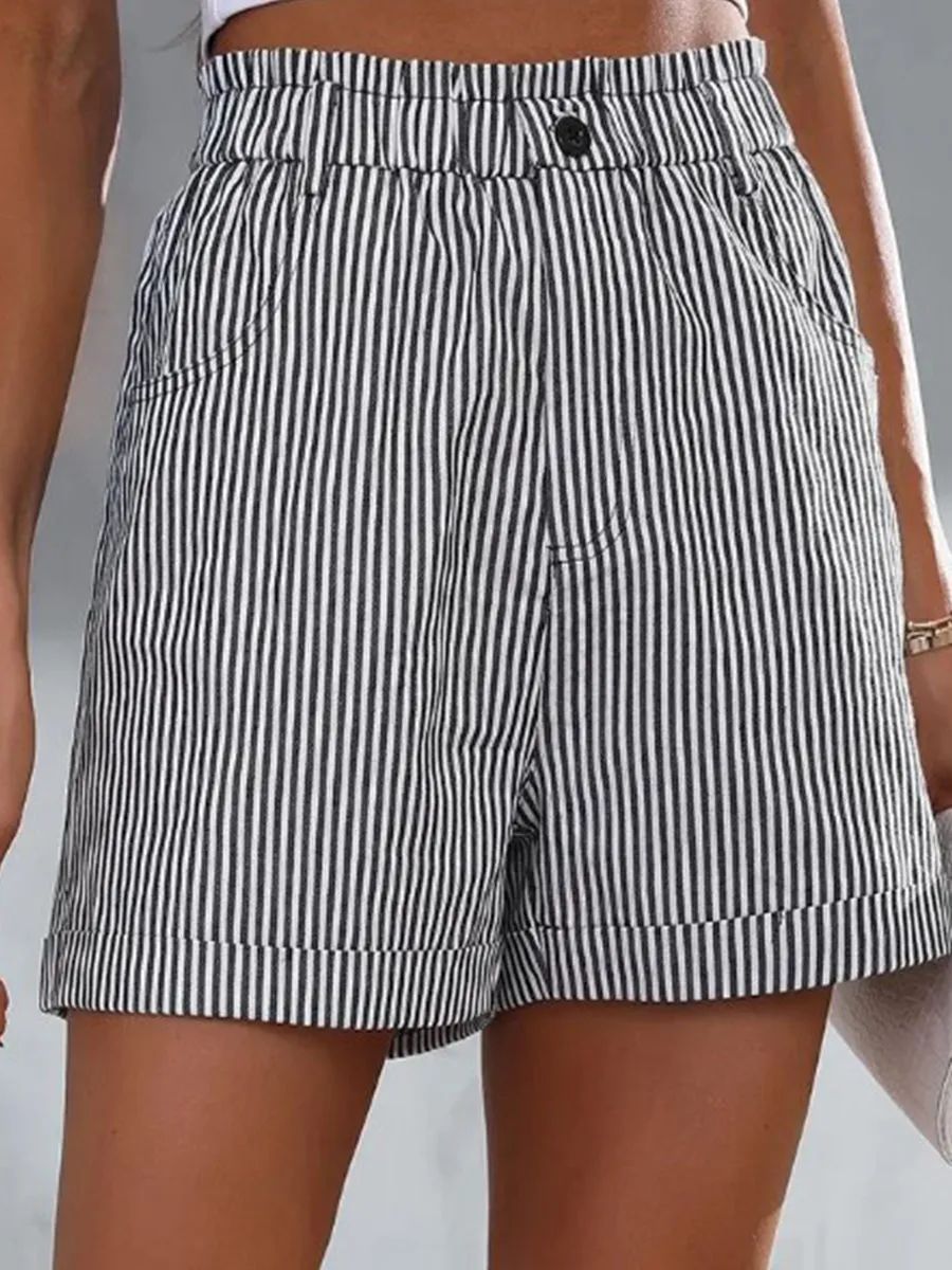 Adeline Striped Elastic Waist Shorts