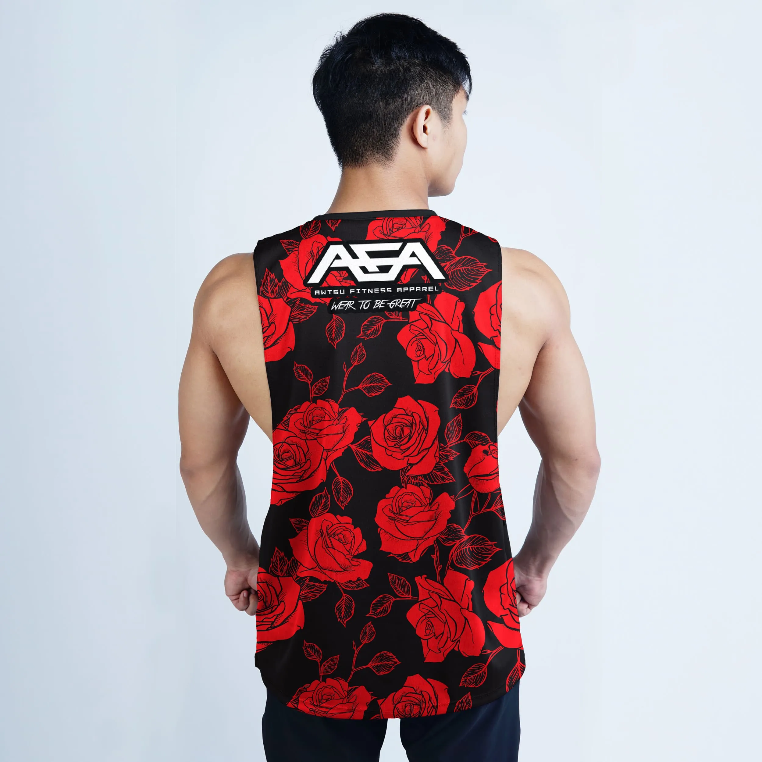 AFA Red Rose Floral Sublimation Openside Tank Top