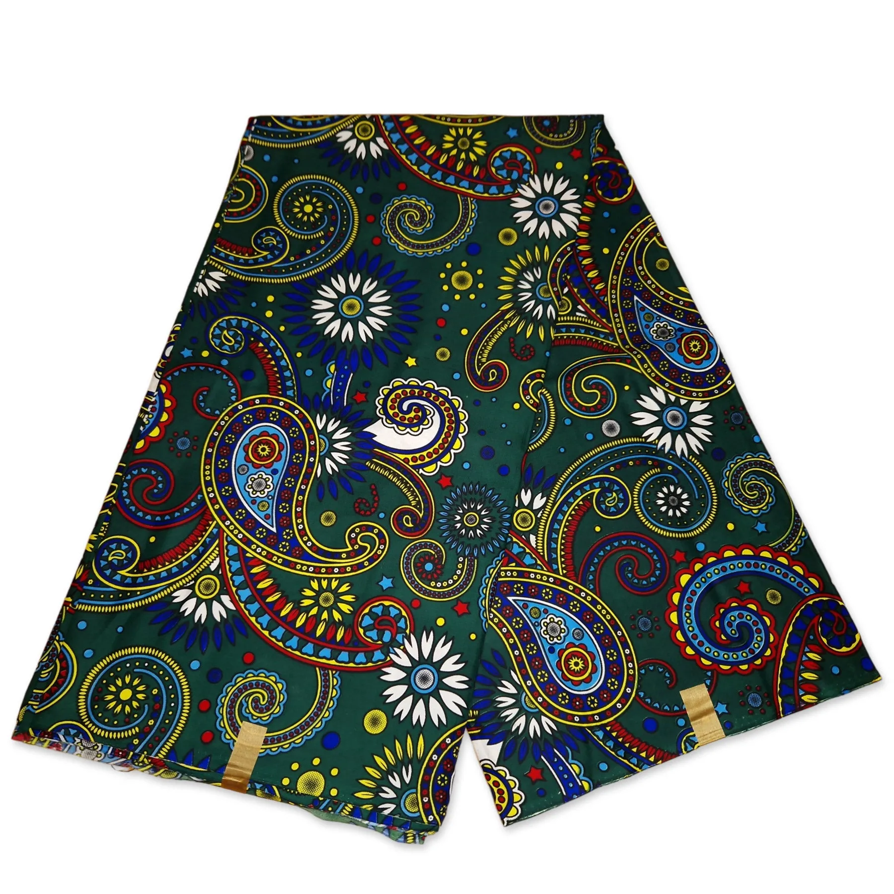 African print fabric - Green Multicolor Paisley - Polycotton