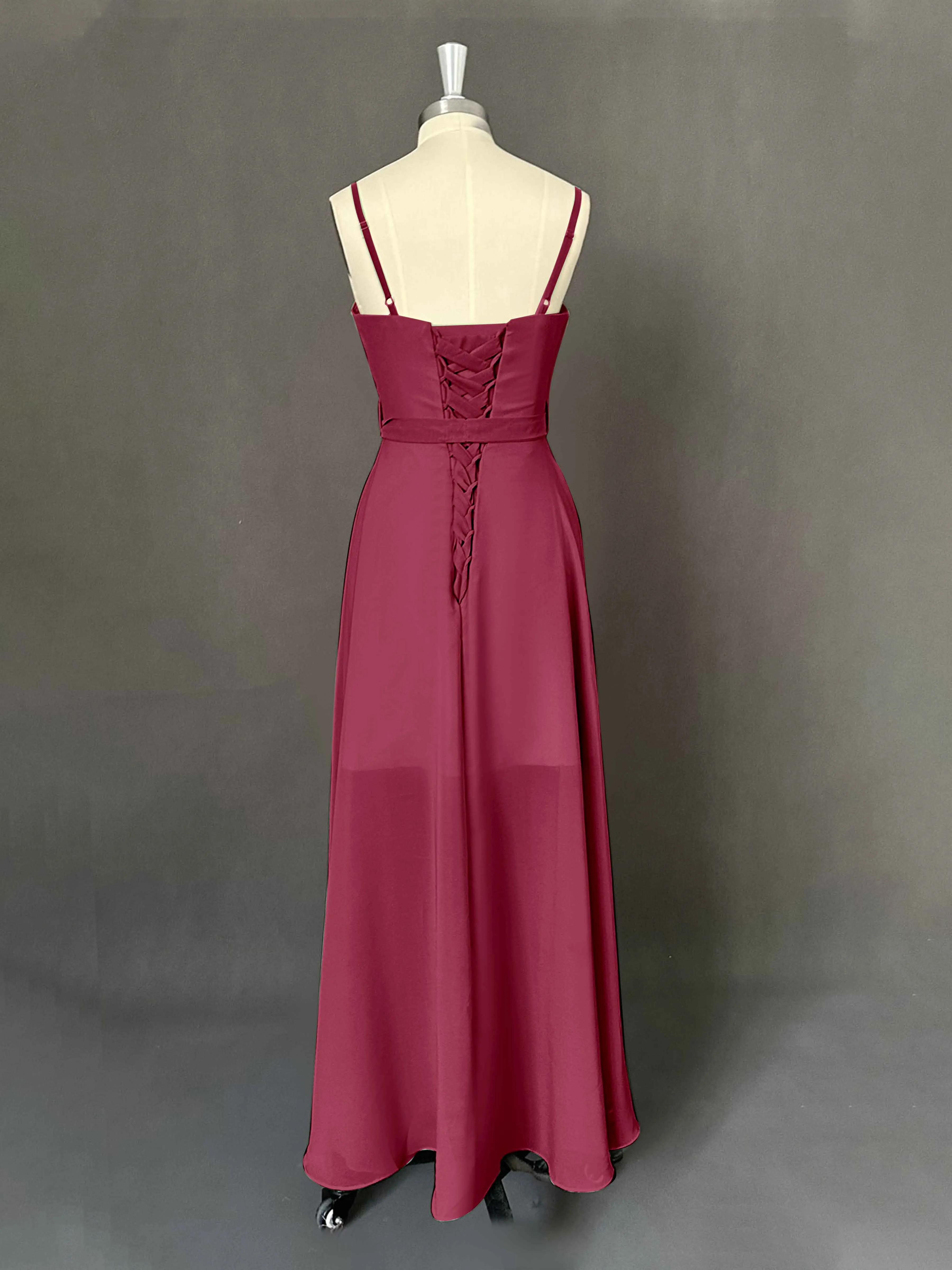 Amira Trendy Spaghetti Straps Asymmetrical Chiffon Dresses