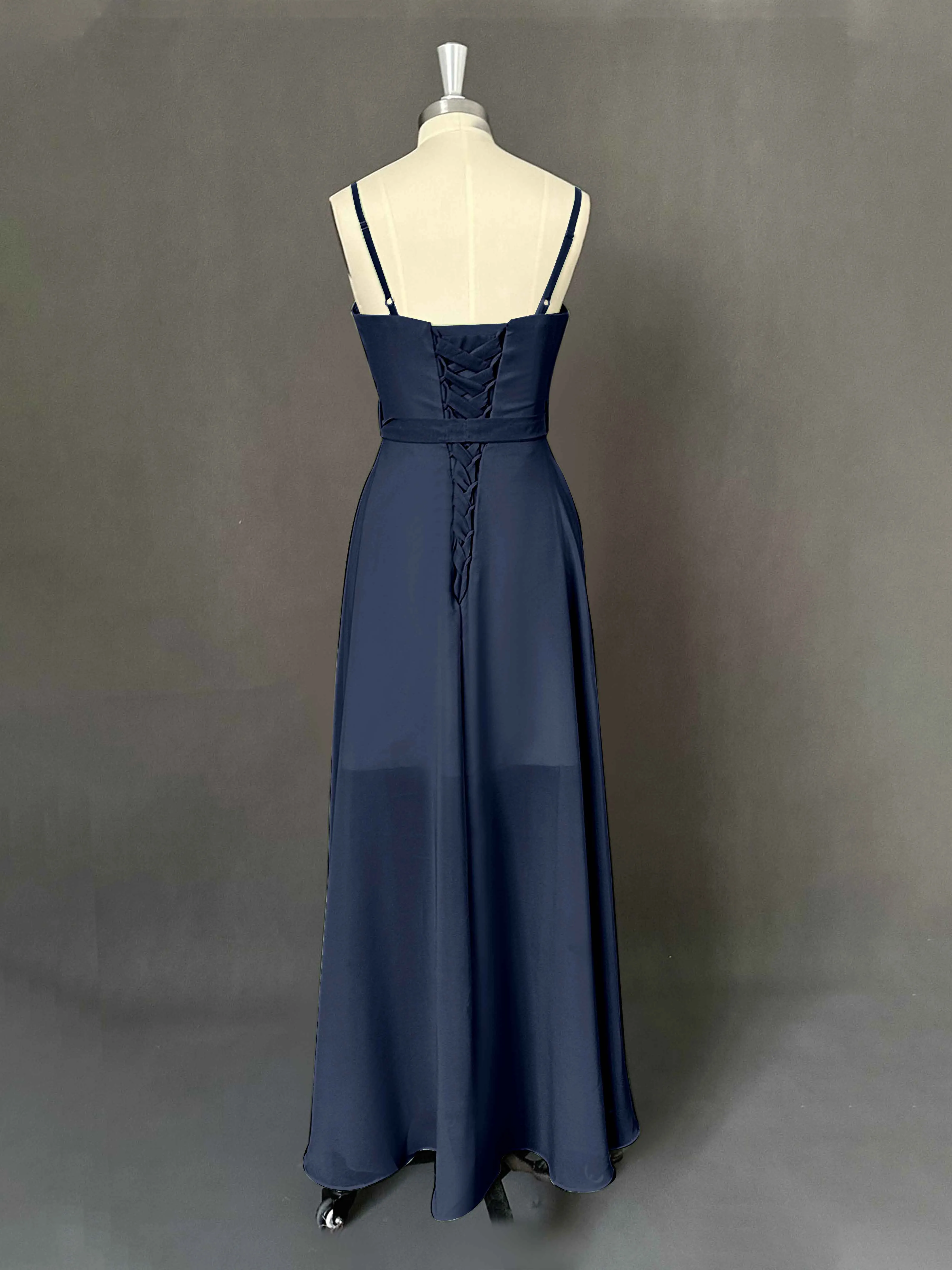 Amira Trendy Spaghetti Straps Asymmetrical Chiffon Dresses