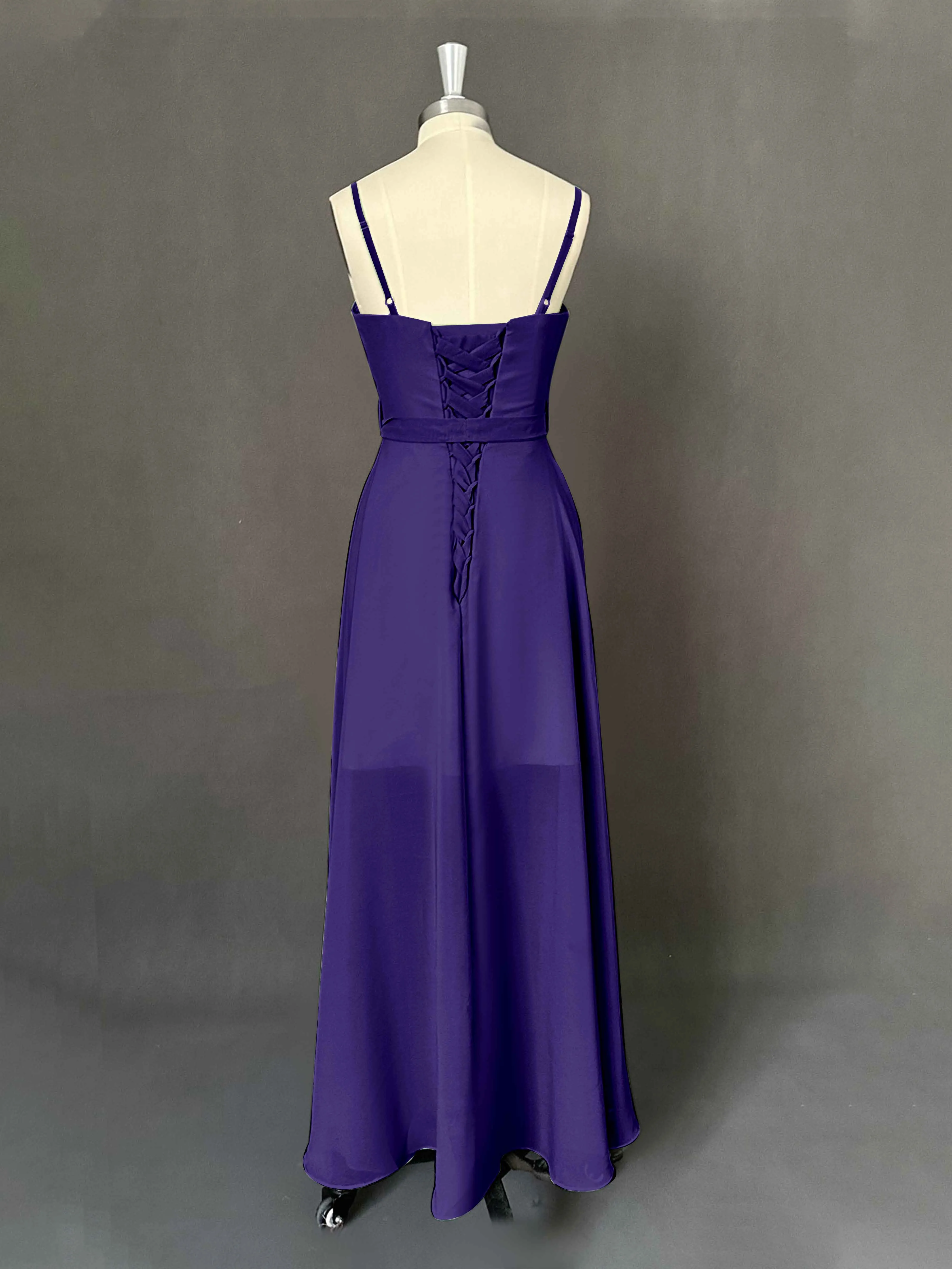 Amira Trendy Spaghetti Straps Asymmetrical Chiffon Dresses