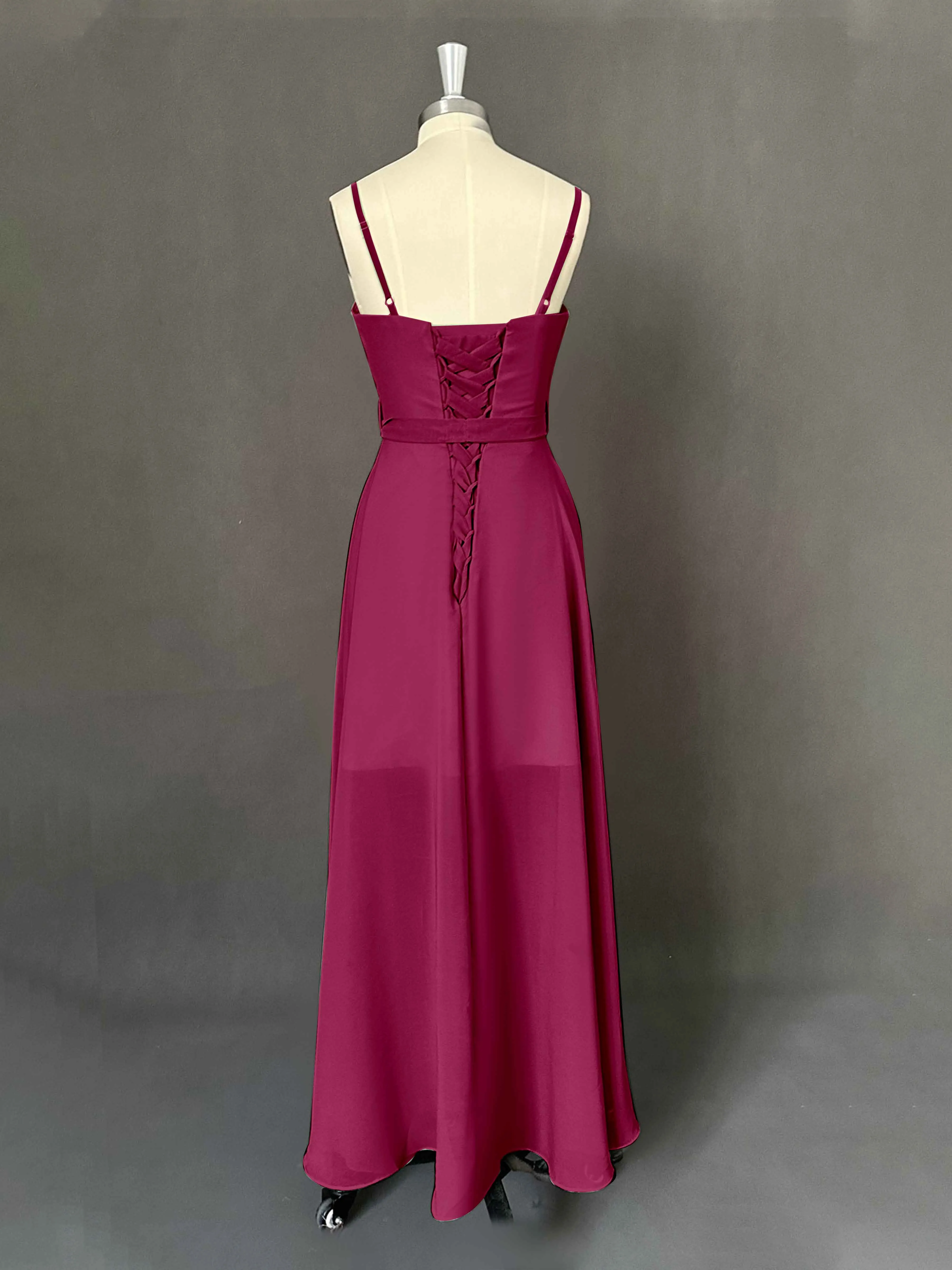 Amira Trendy Spaghetti Straps Asymmetrical Chiffon Dresses