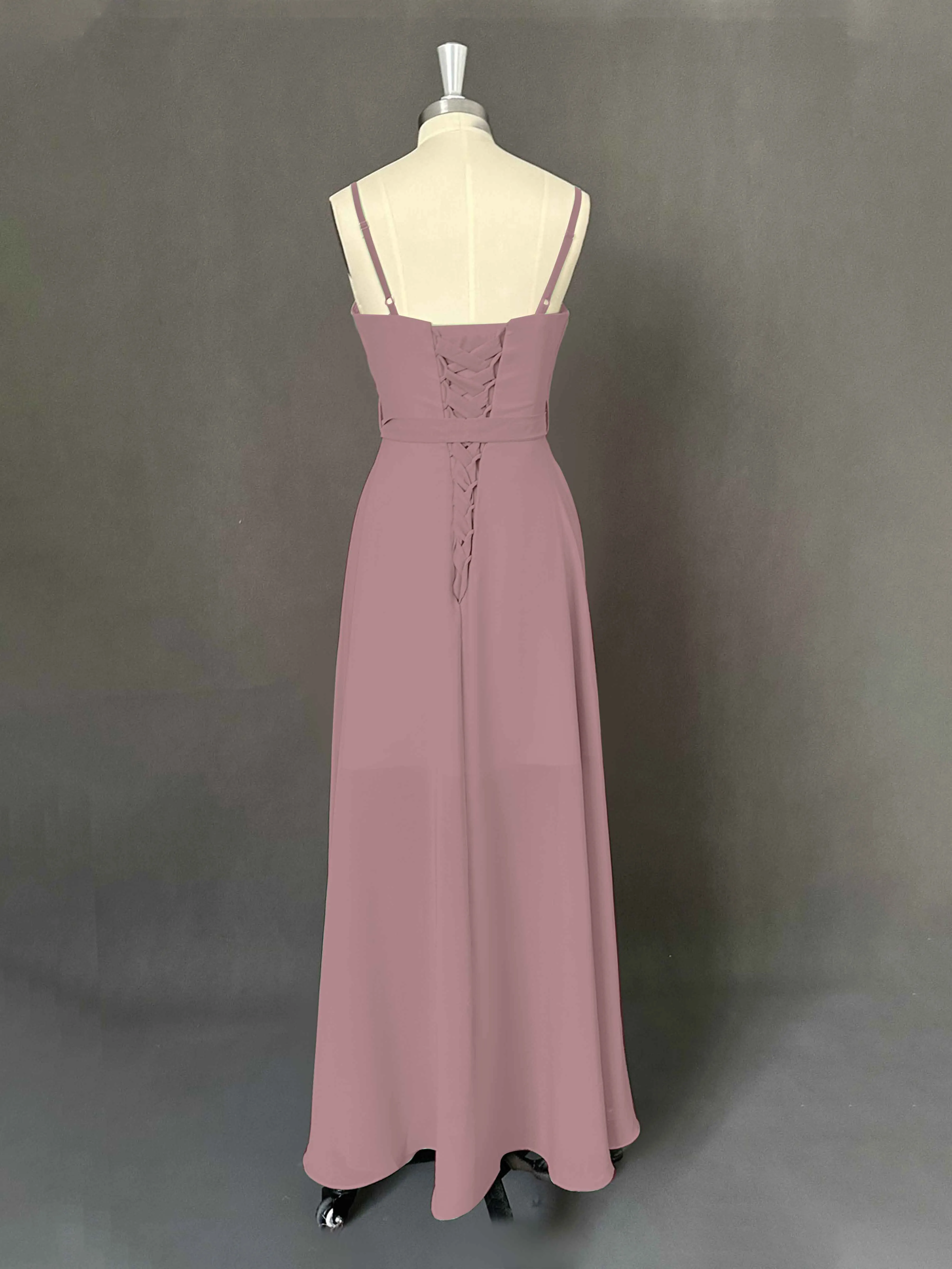 Amira Trendy Spaghetti Straps Asymmetrical Chiffon Dresses