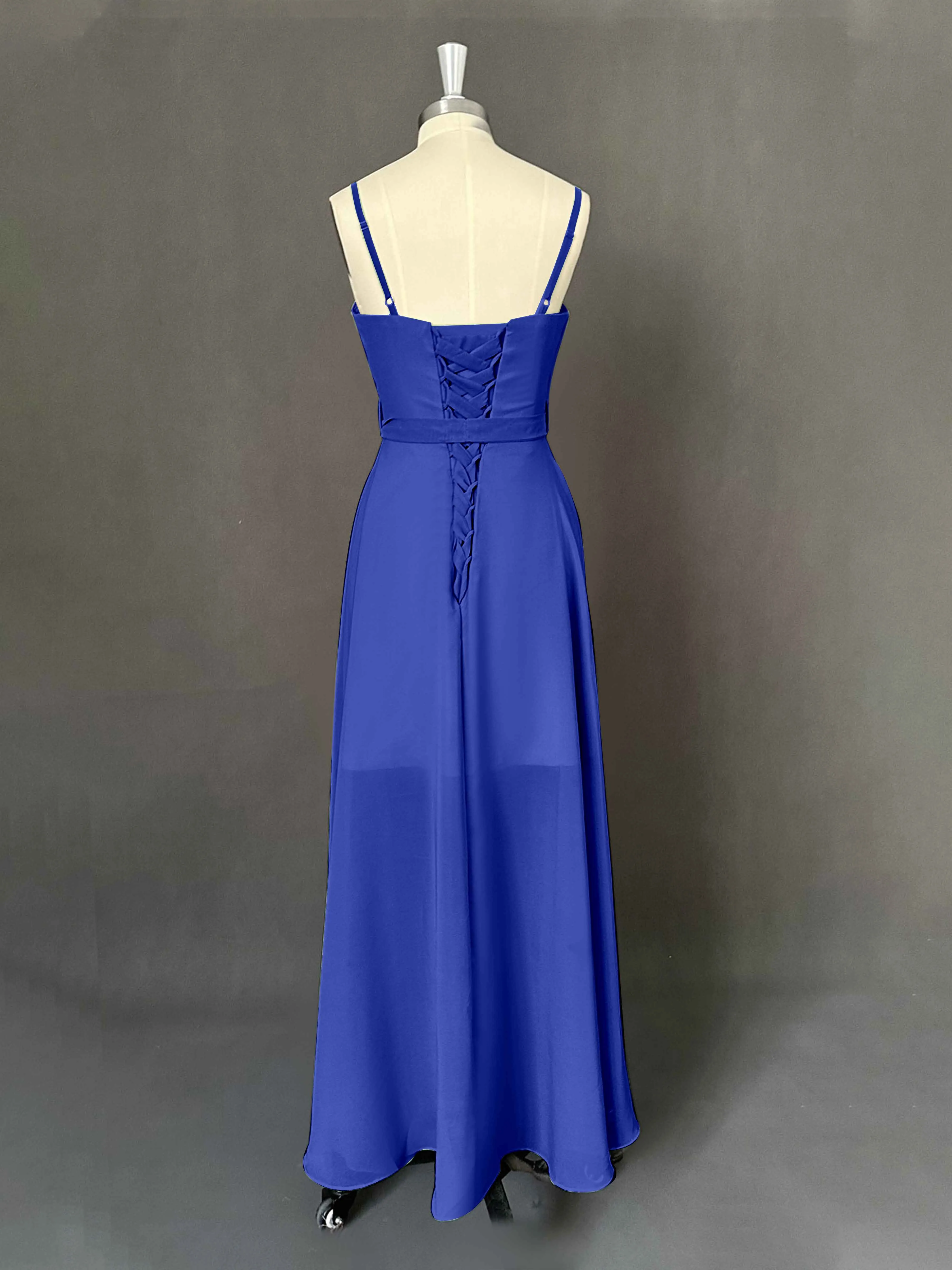 Amira Trendy Spaghetti Straps Asymmetrical Chiffon Dresses