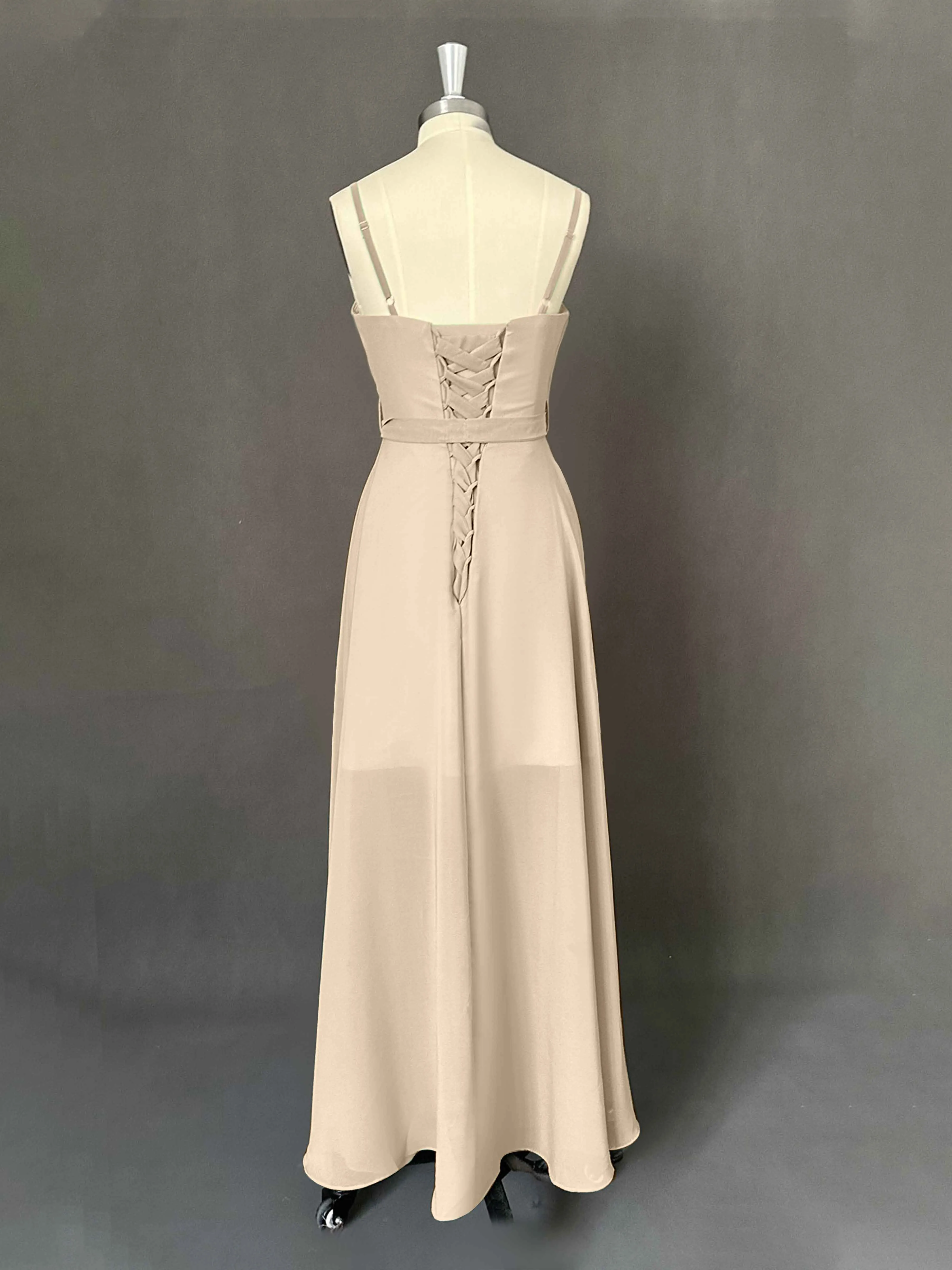 Amira Trendy Spaghetti Straps Asymmetrical Chiffon Dresses
