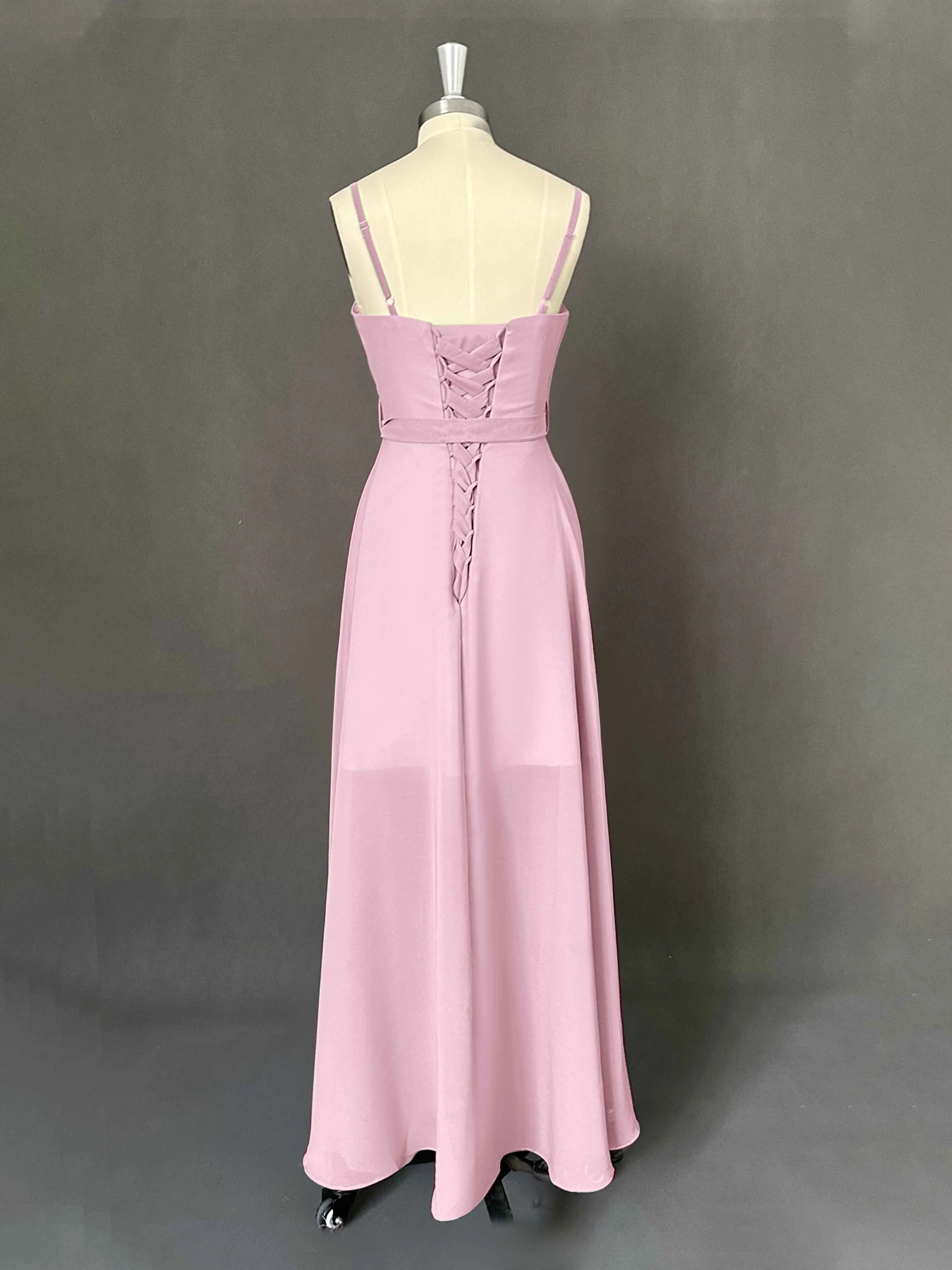 Amira Trendy Spaghetti Straps Asymmetrical Chiffon Dresses