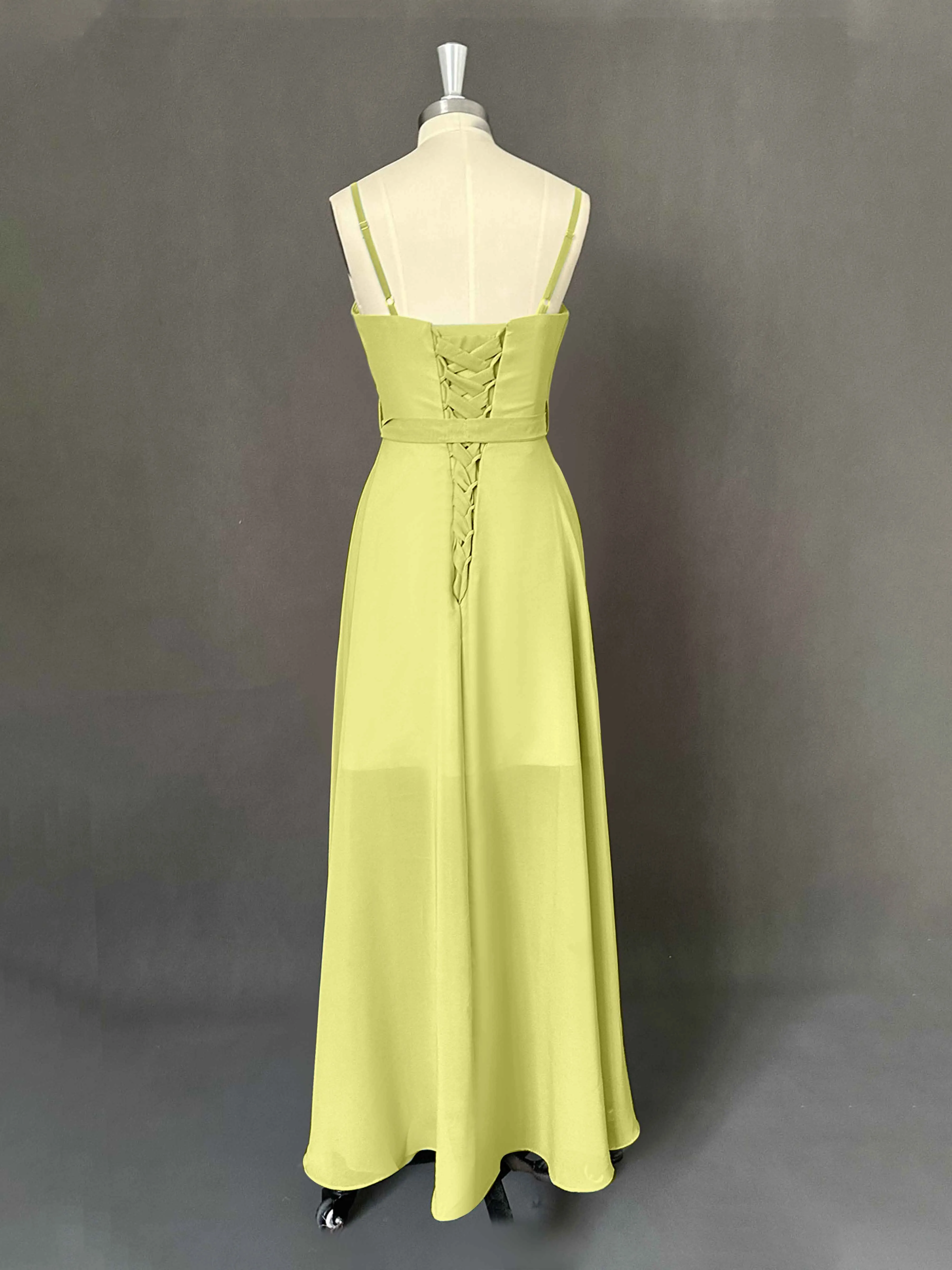 Amira Trendy Spaghetti Straps Asymmetrical Chiffon Dresses