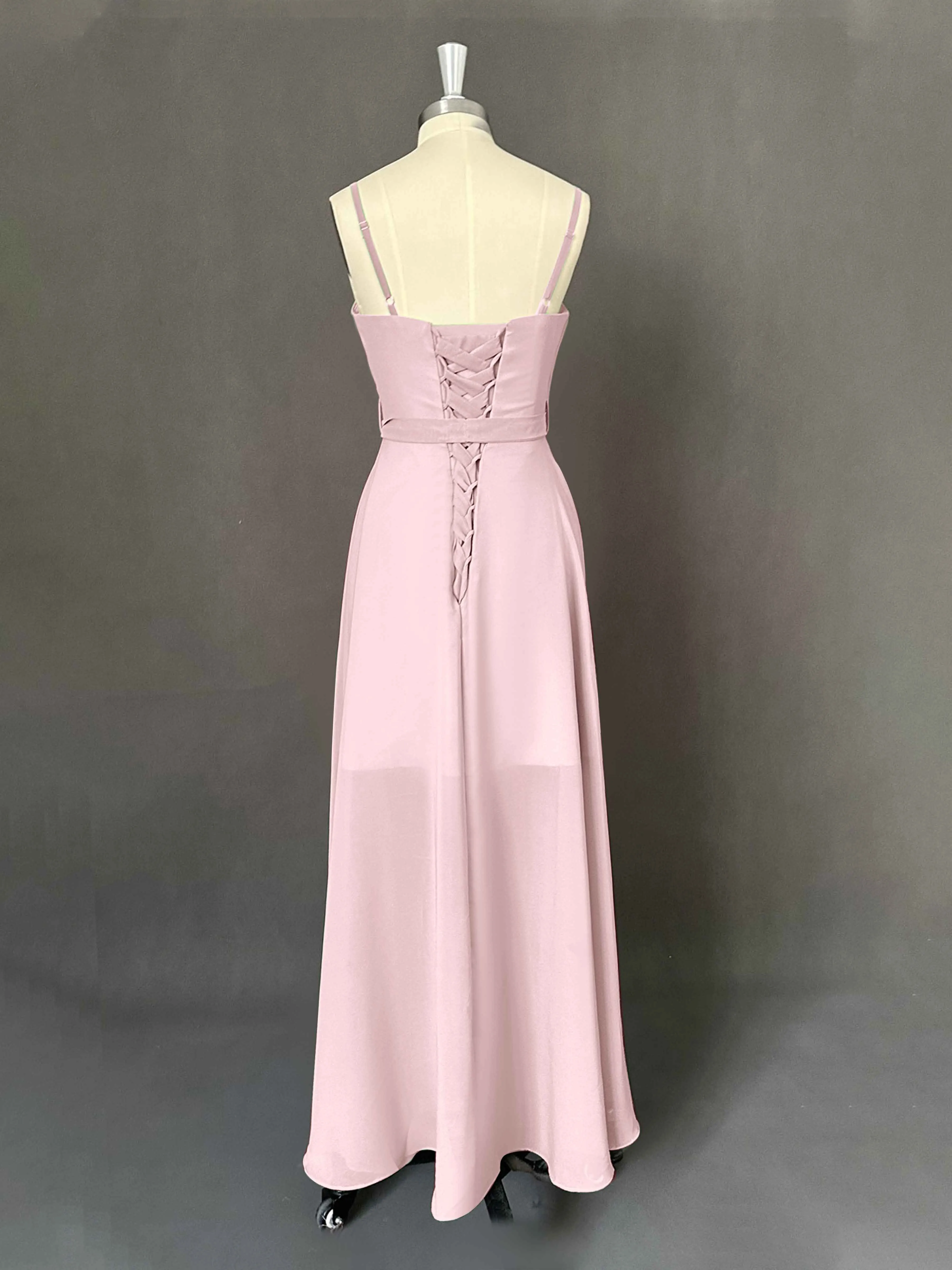 Amira Trendy Spaghetti Straps Asymmetrical Chiffon Dresses