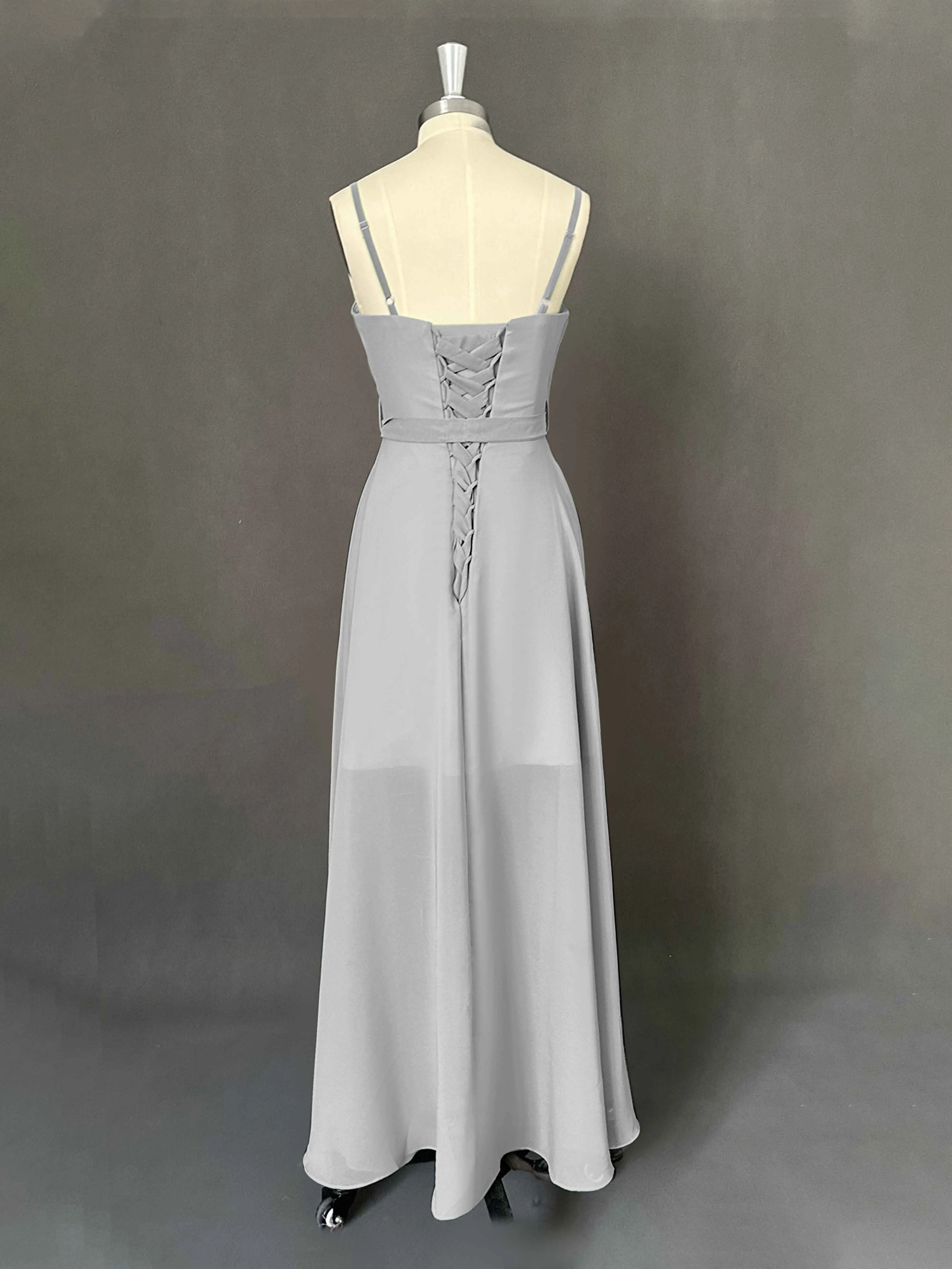 Amira Trendy Spaghetti Straps Asymmetrical Chiffon Dresses