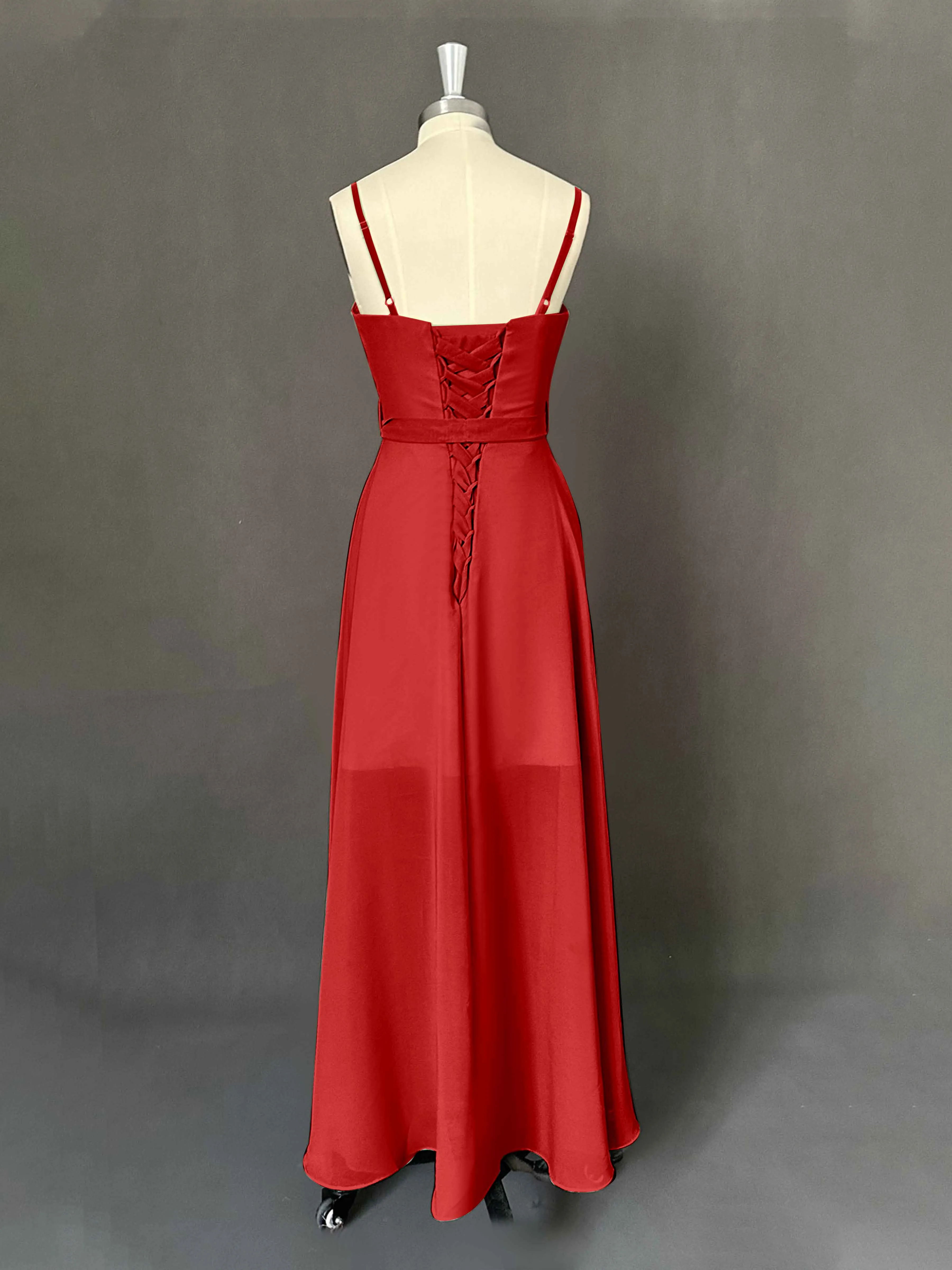 Amira Trendy Spaghetti Straps Asymmetrical Chiffon Dresses