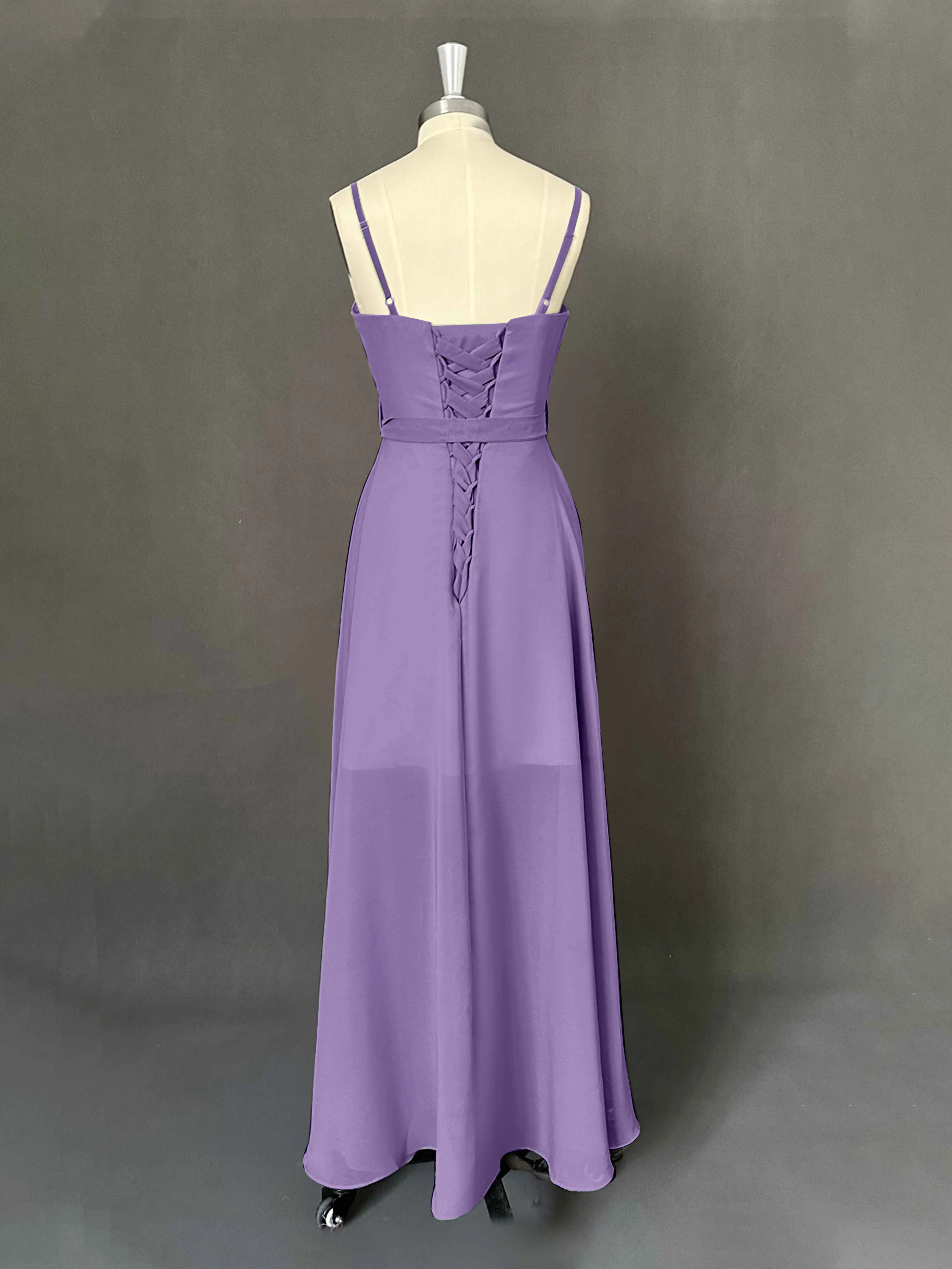 Amira Trendy Spaghetti Straps Asymmetrical Chiffon Dresses