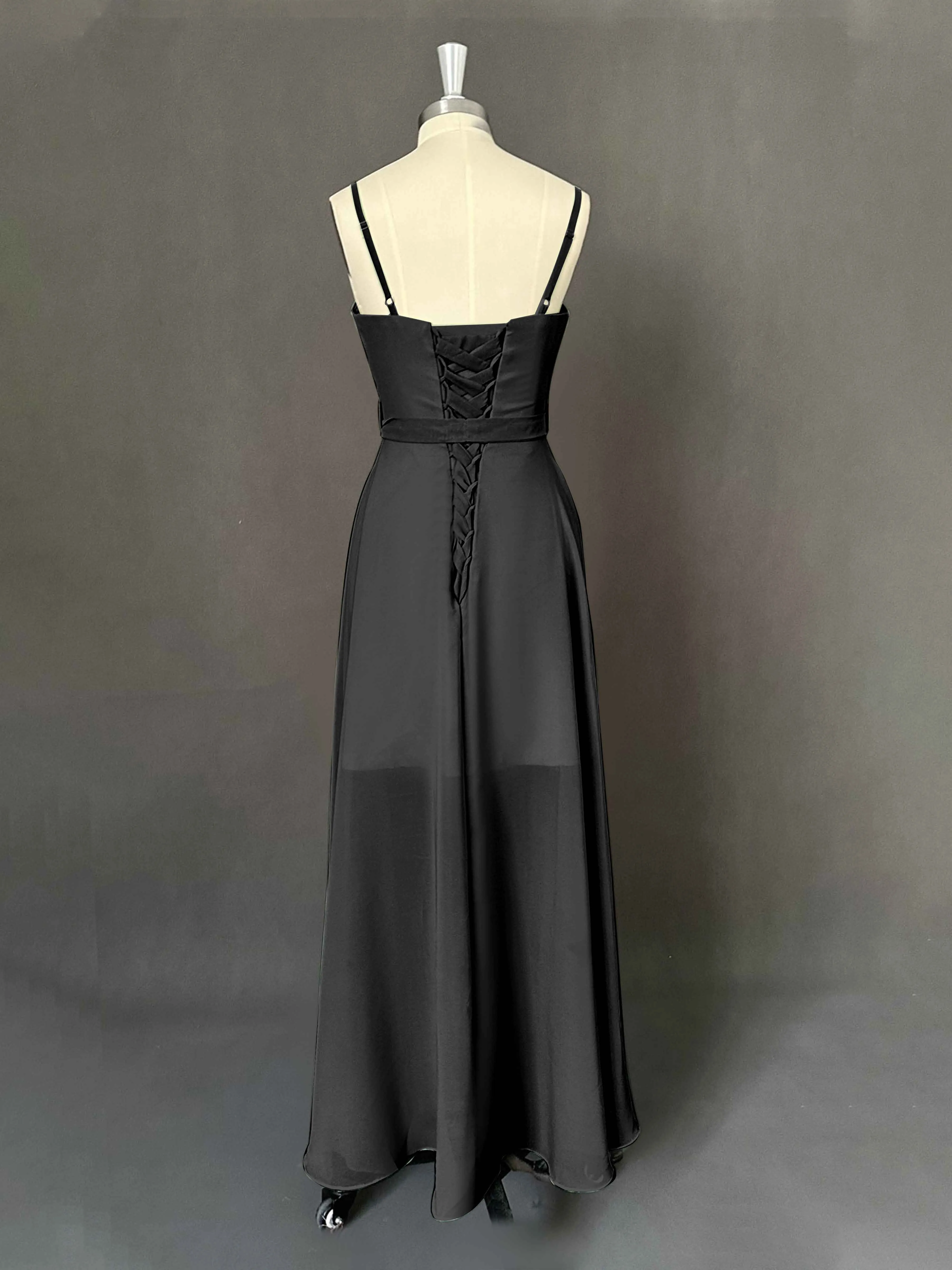 Amira Trendy Spaghetti Straps Asymmetrical Chiffon Dresses
