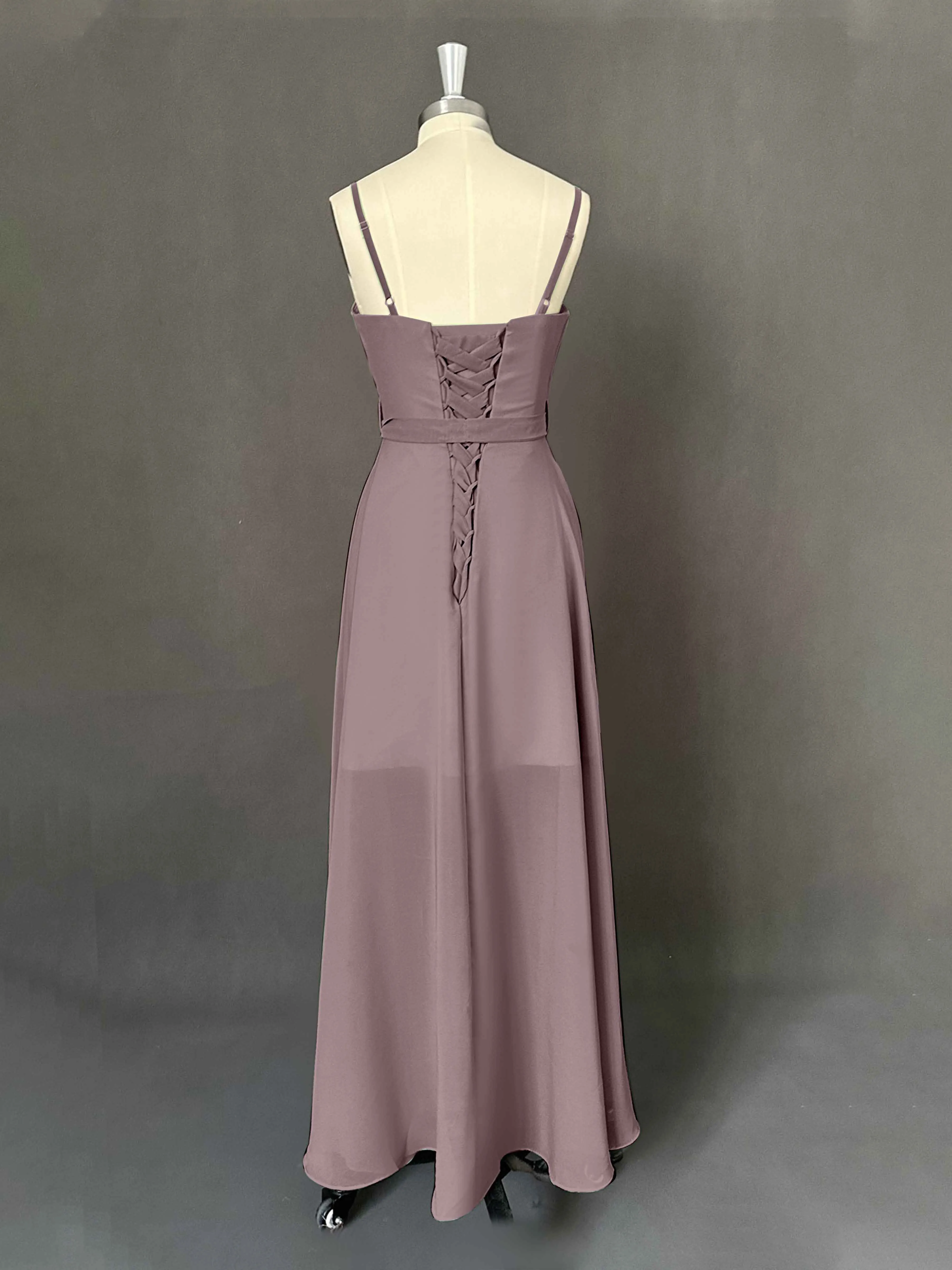 Amira Trendy Spaghetti Straps Asymmetrical Chiffon Dresses
