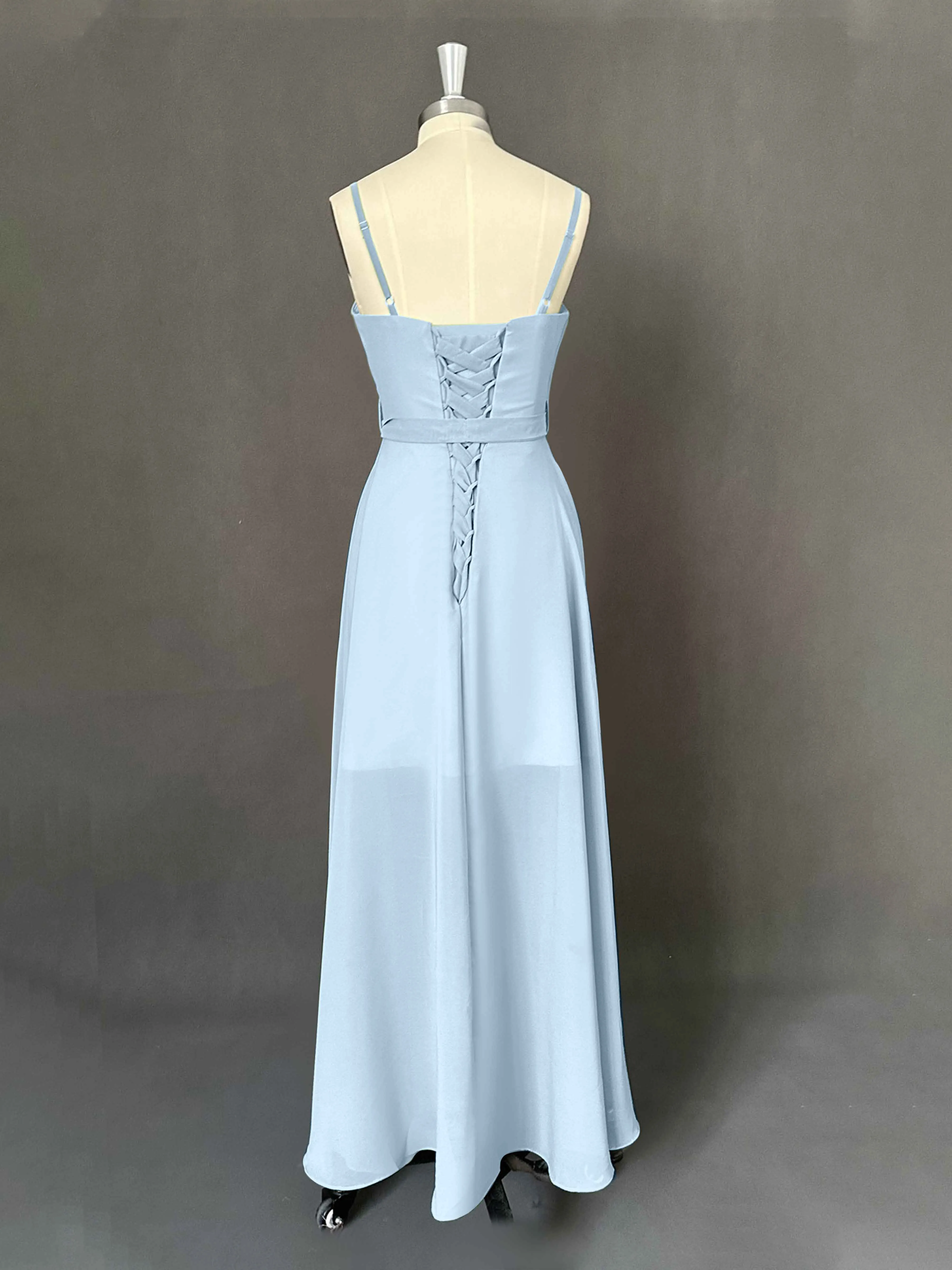 Amira Trendy Spaghetti Straps Asymmetrical Chiffon Dresses
