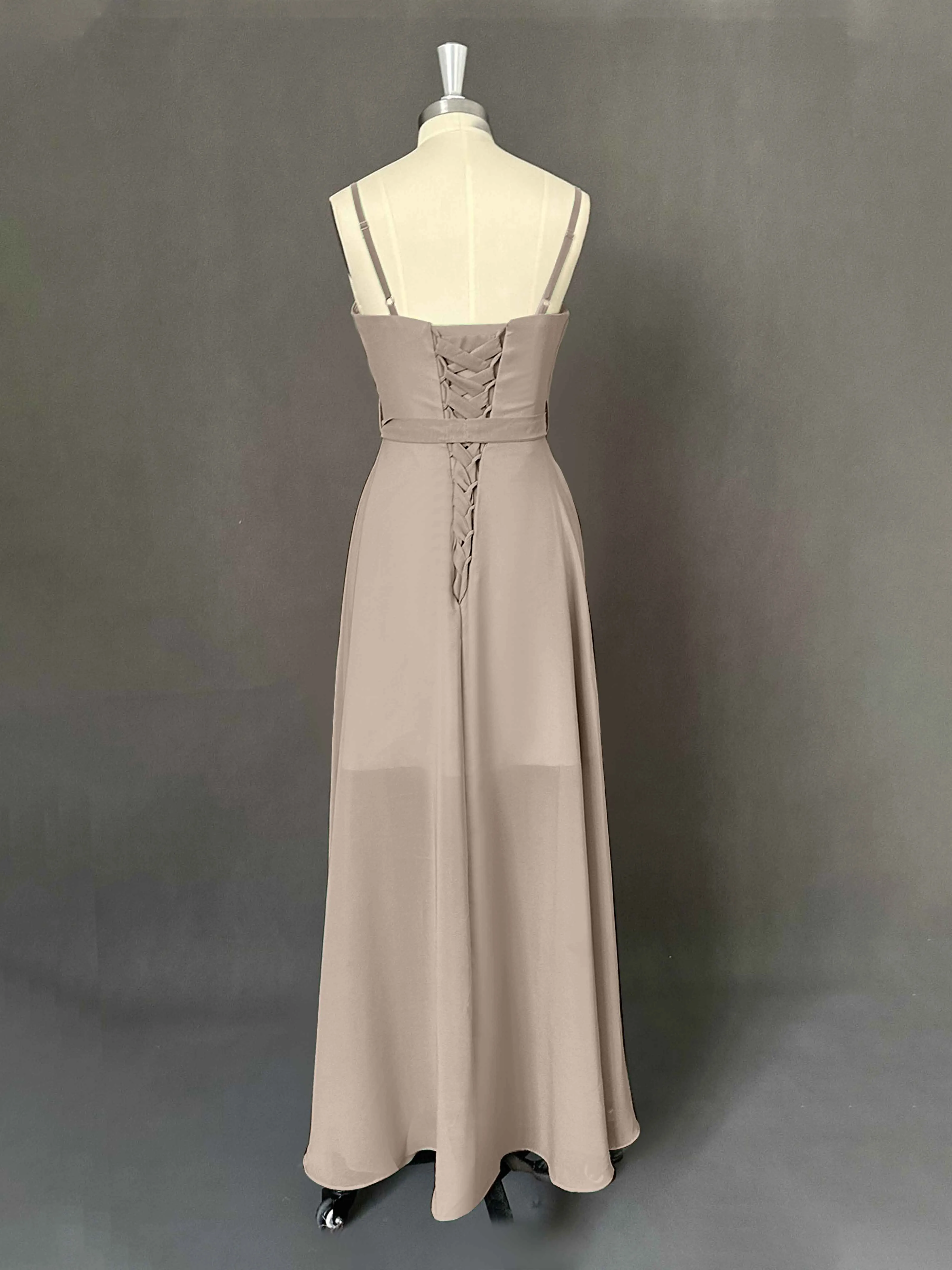 Amira Trendy Spaghetti Straps Asymmetrical Chiffon Dresses
