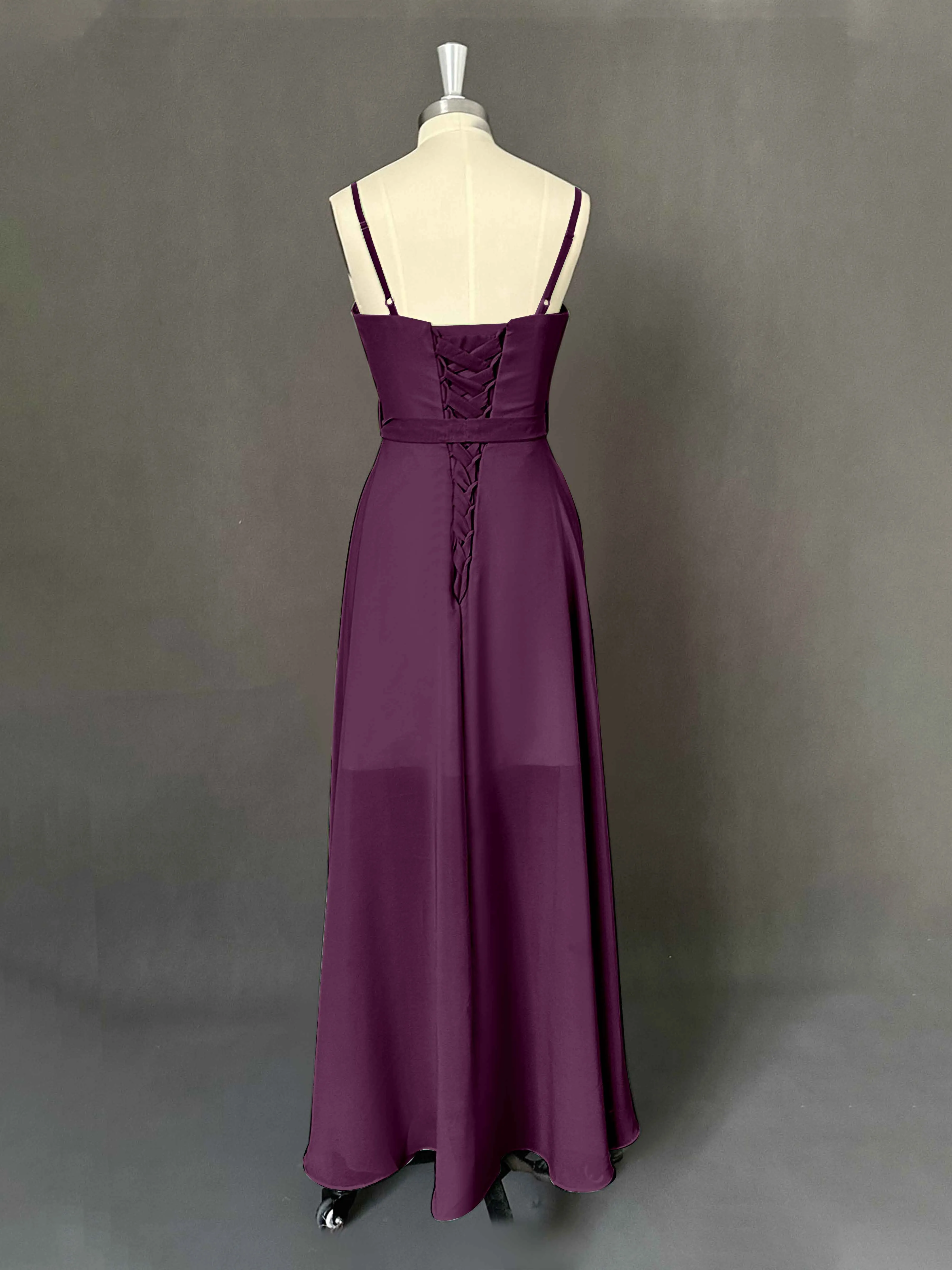 Amira Trendy Spaghetti Straps Asymmetrical Chiffon Dresses