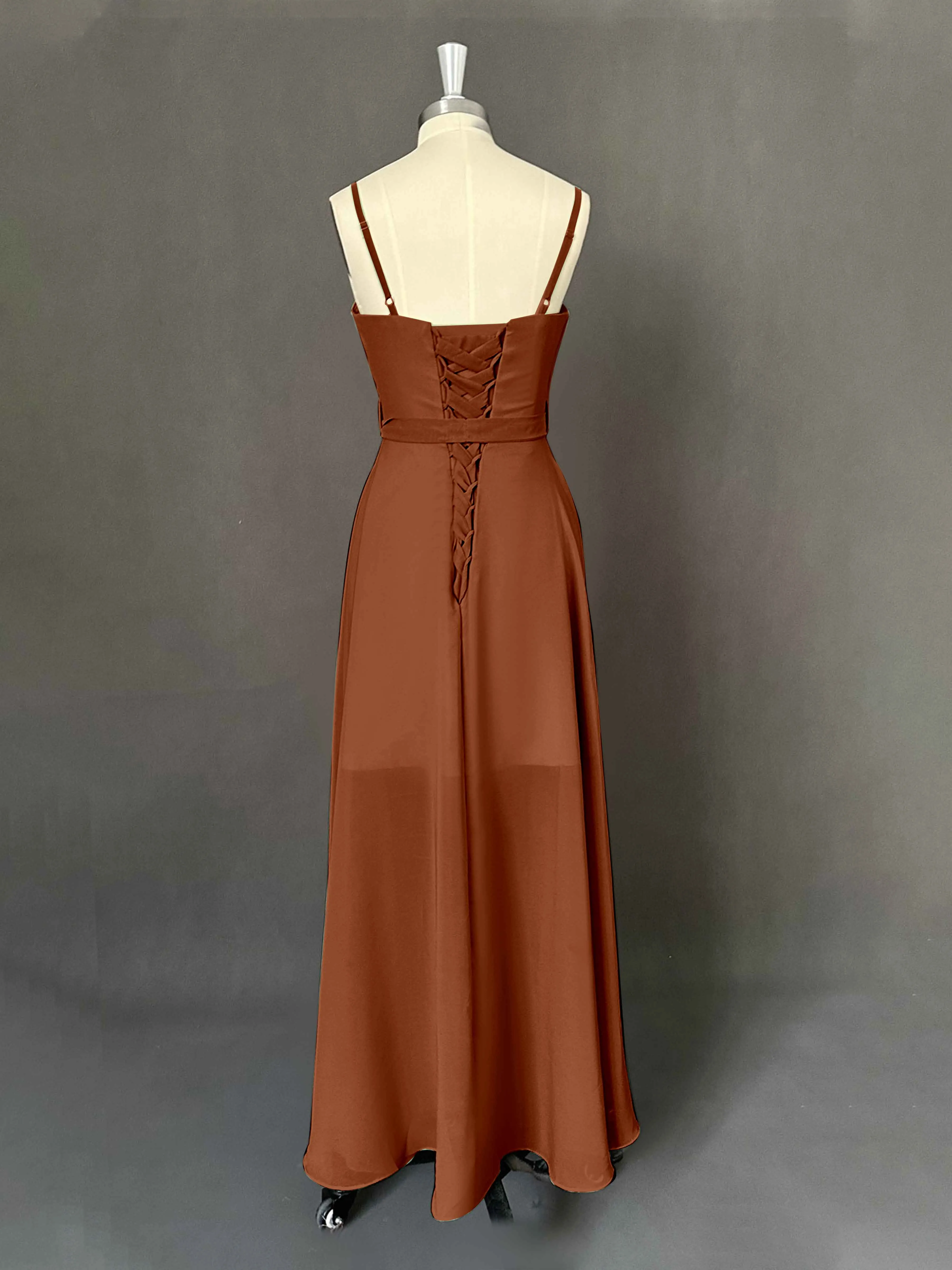Amira Trendy Spaghetti Straps Asymmetrical Chiffon Dresses