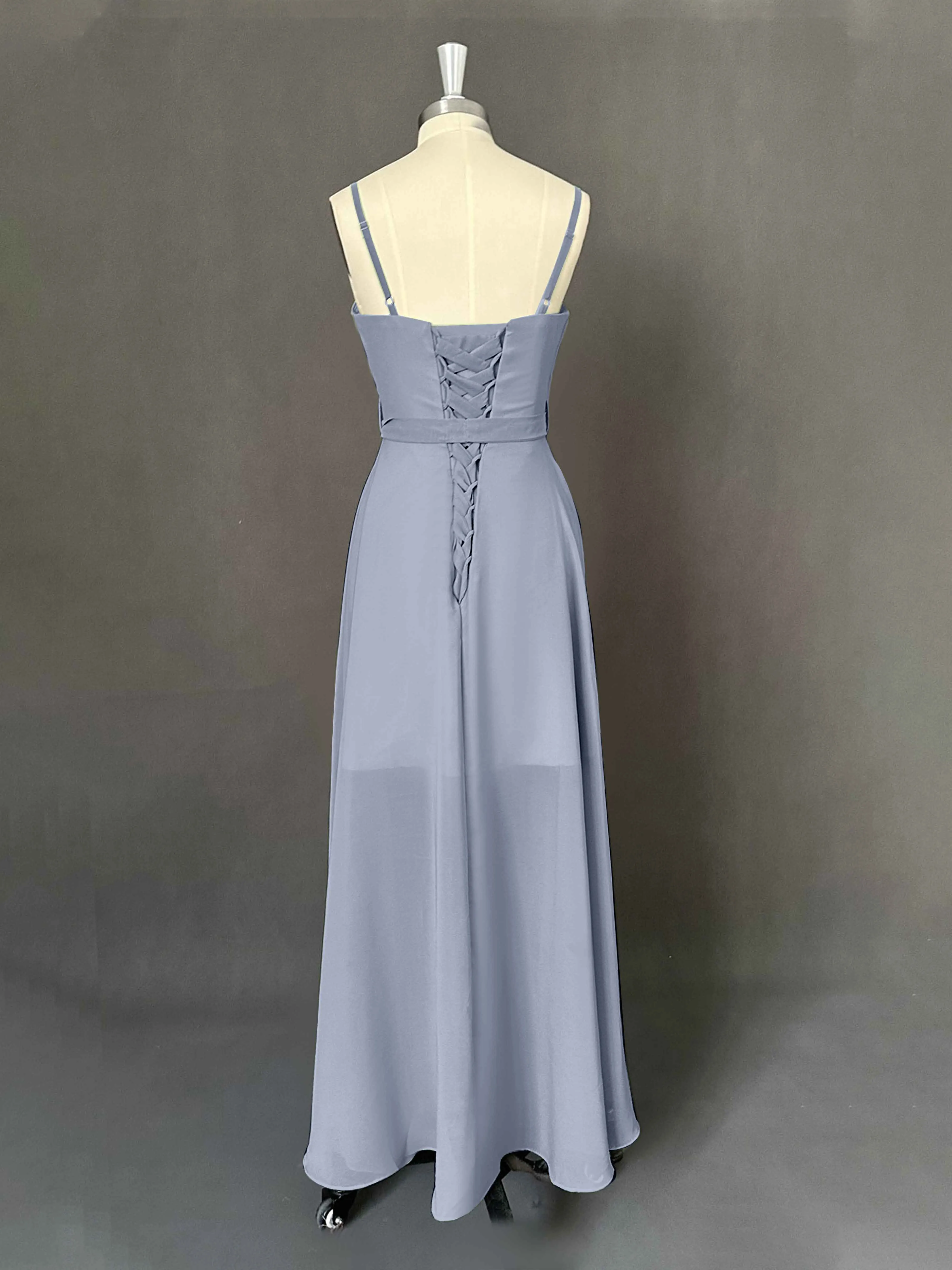Amira Trendy Spaghetti Straps Asymmetrical Chiffon Dresses