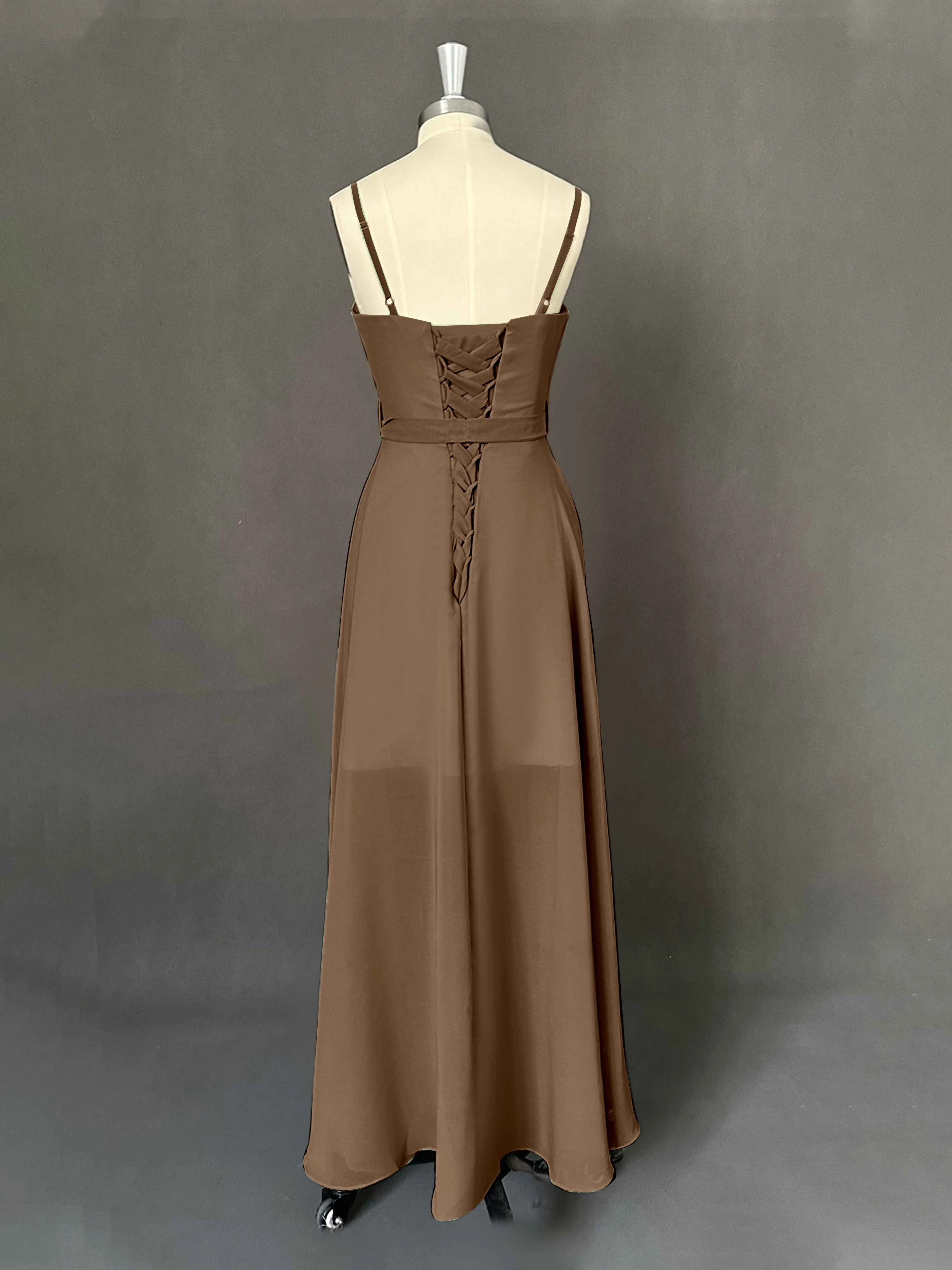 Amira Trendy Spaghetti Straps Asymmetrical Chiffon Dresses