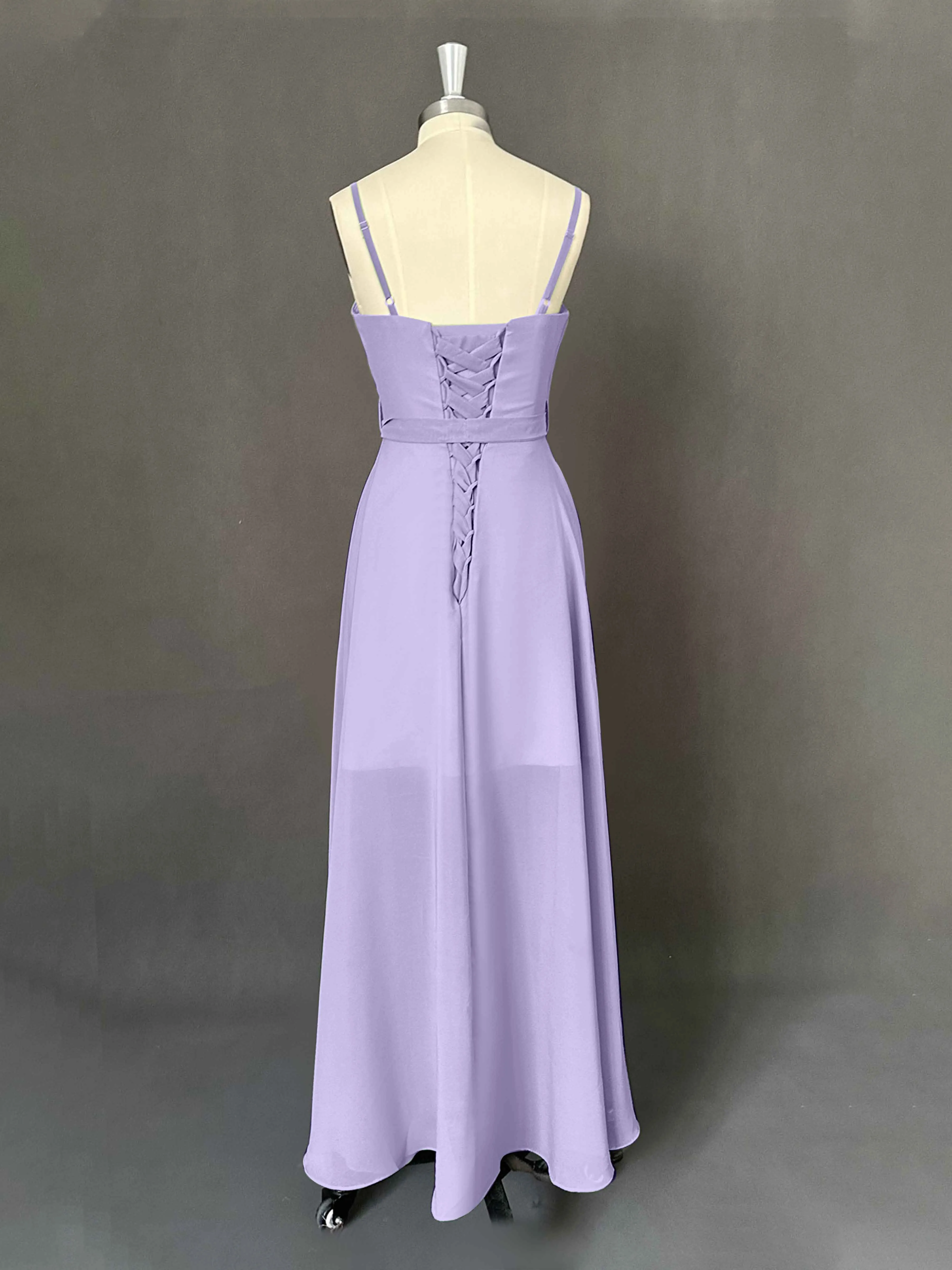 Amira Trendy Spaghetti Straps Asymmetrical Chiffon Dresses
