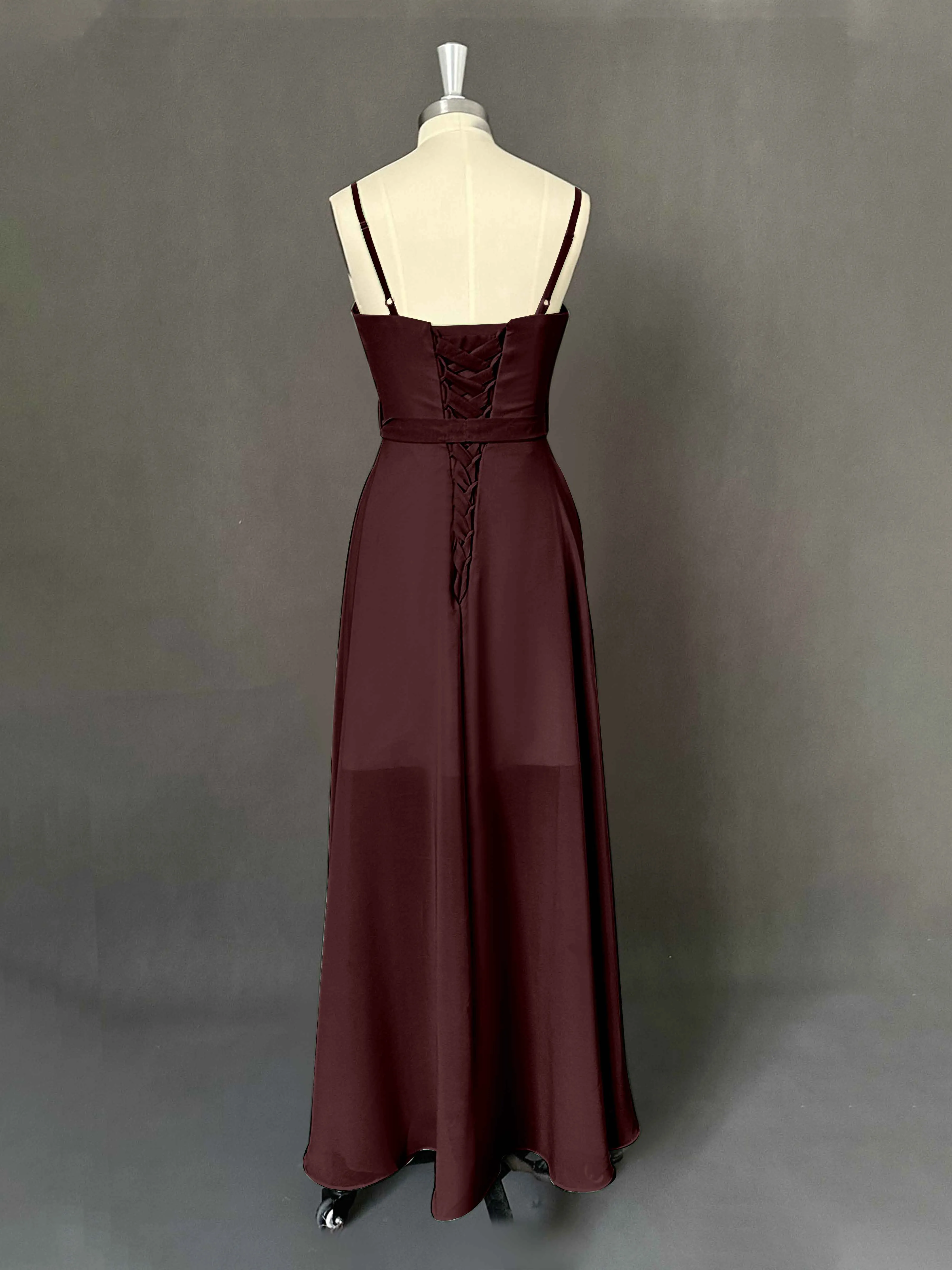 Amira Trendy Spaghetti Straps Asymmetrical Chiffon Dresses