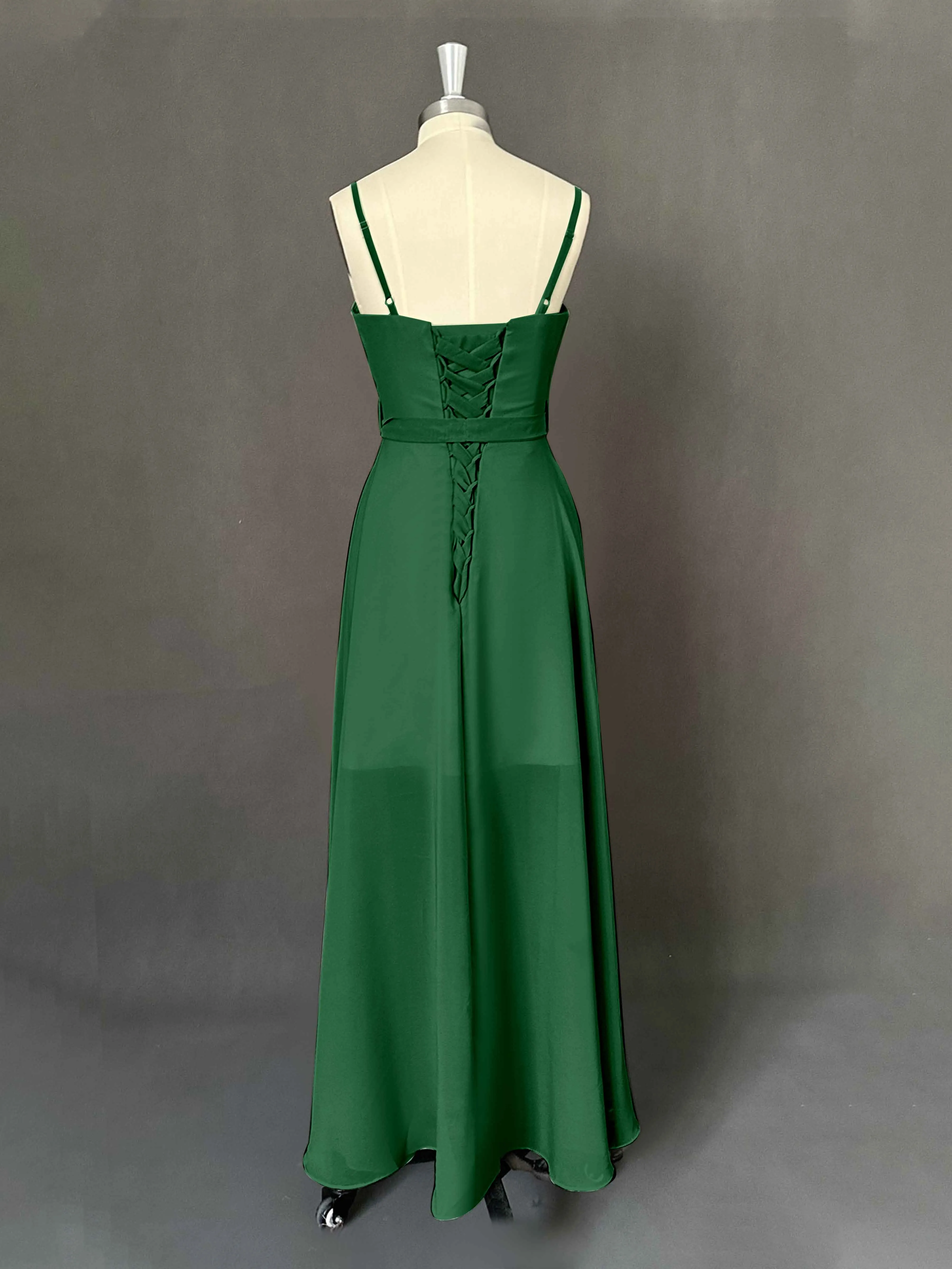 Amira Trendy Spaghetti Straps Asymmetrical Chiffon Dresses