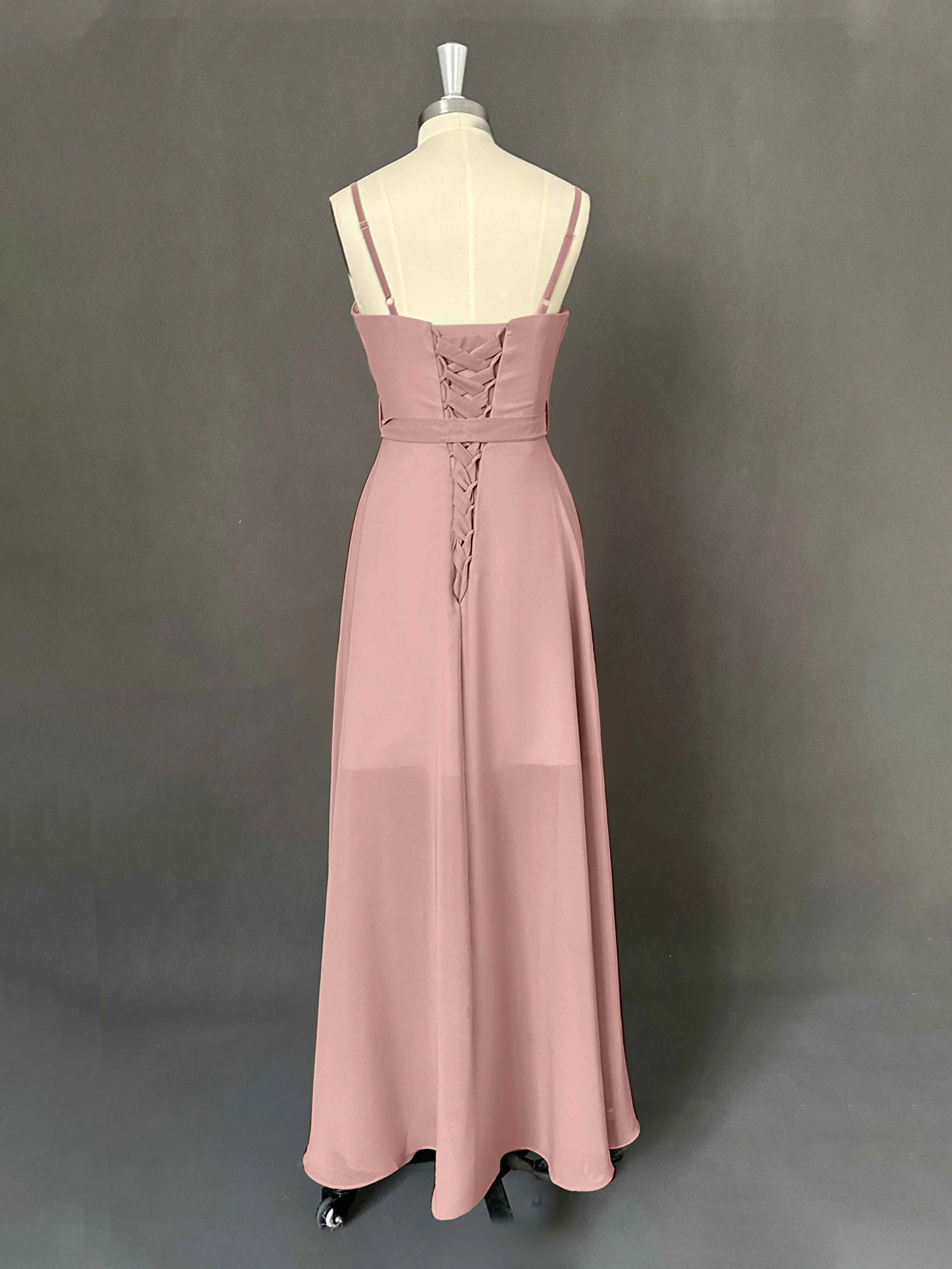 Amira Trendy Spaghetti Straps Asymmetrical Chiffon Dresses