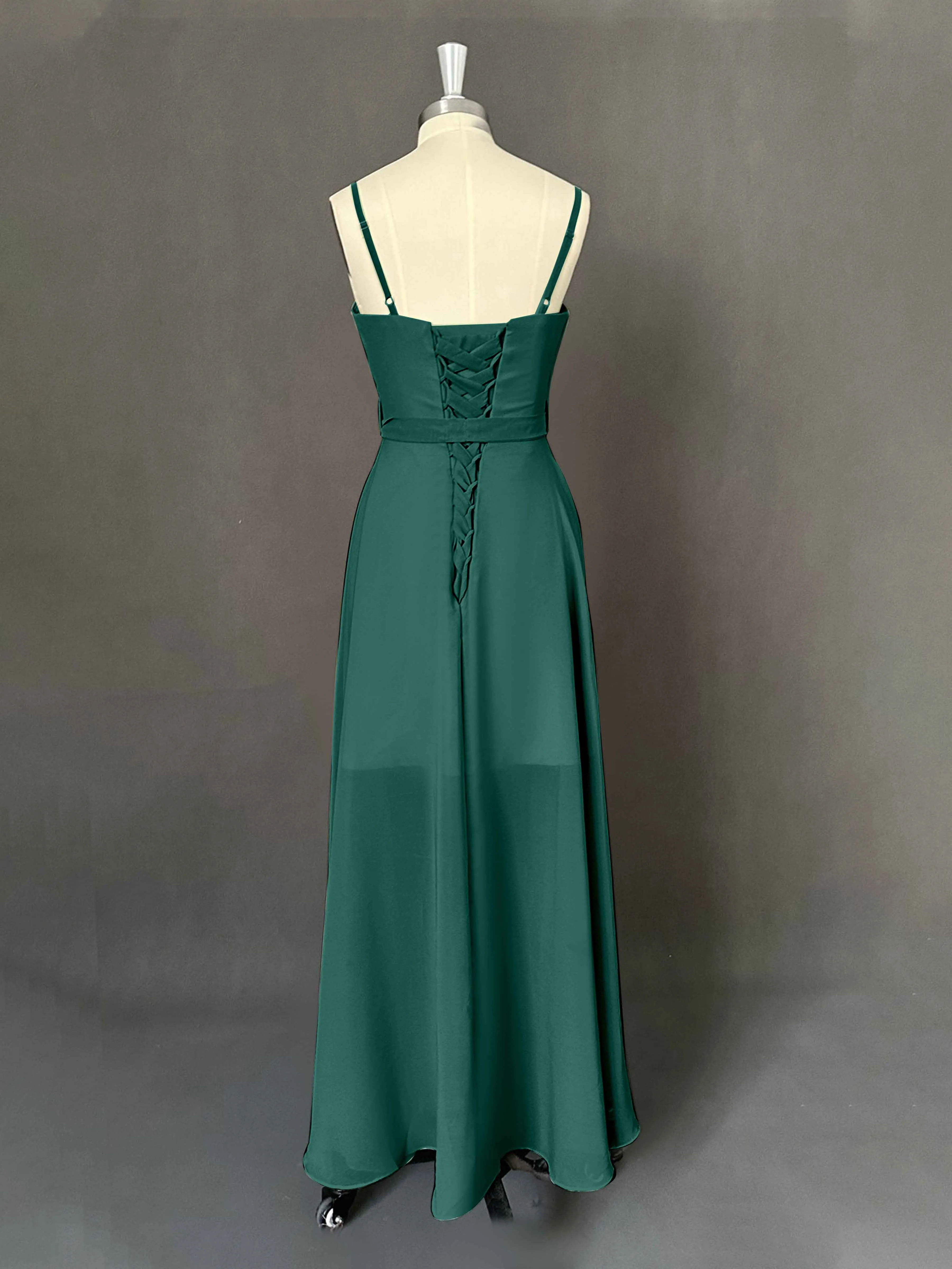 Amira Trendy Spaghetti Straps Asymmetrical Chiffon Dresses
