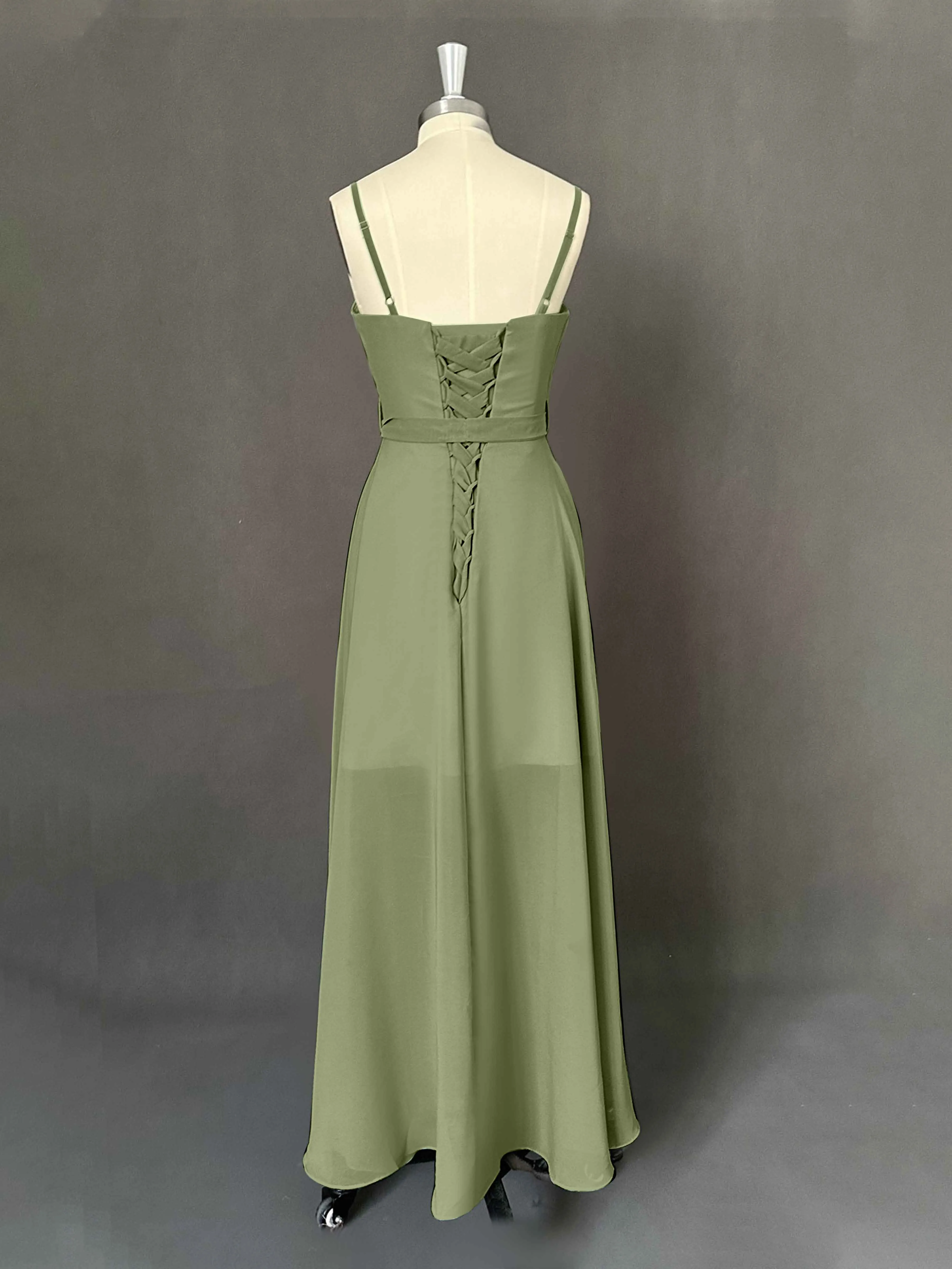 Amira Trendy Spaghetti Straps Asymmetrical Chiffon Dresses