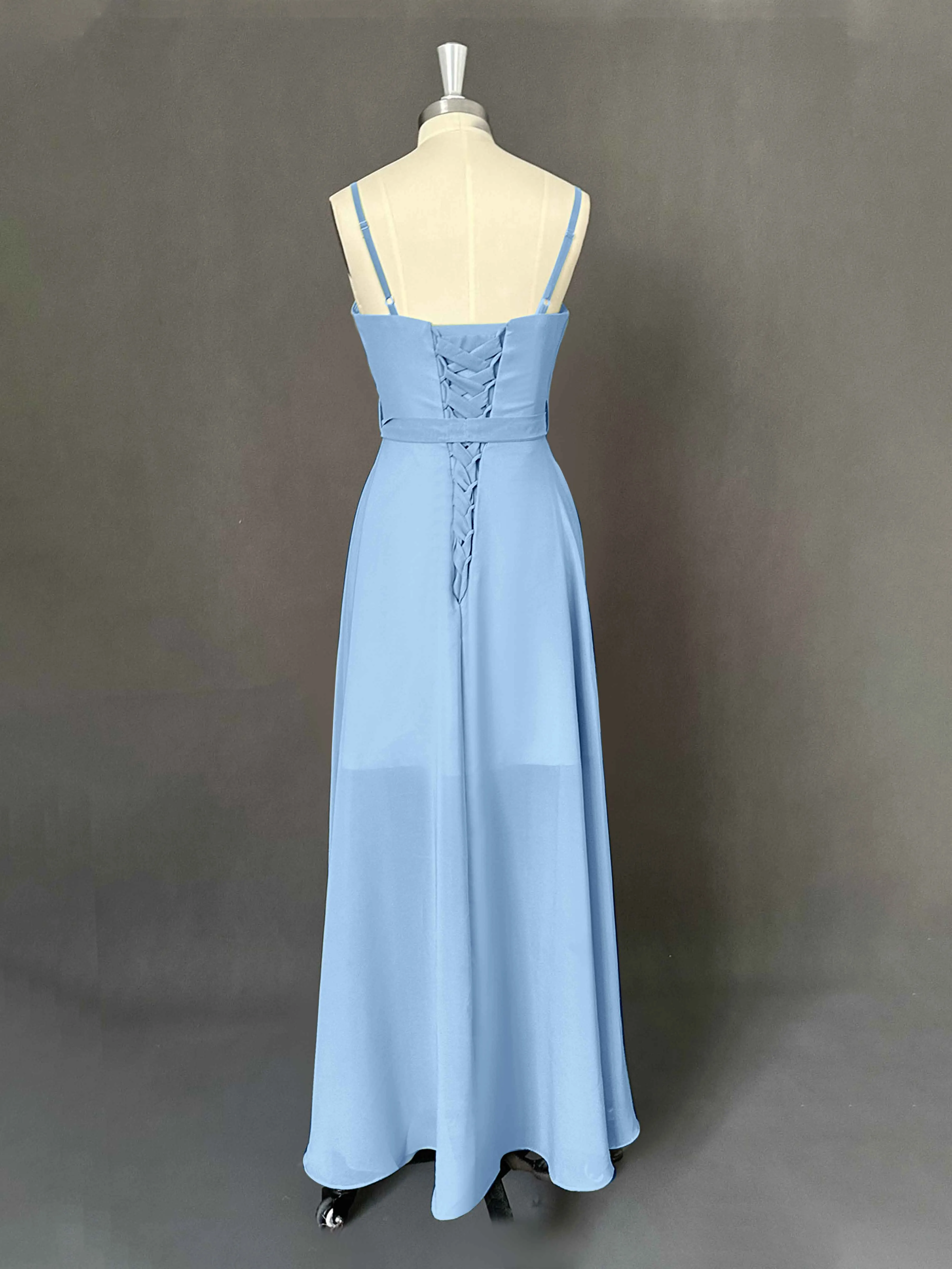 Amira Trendy Spaghetti Straps Asymmetrical Chiffon Dresses