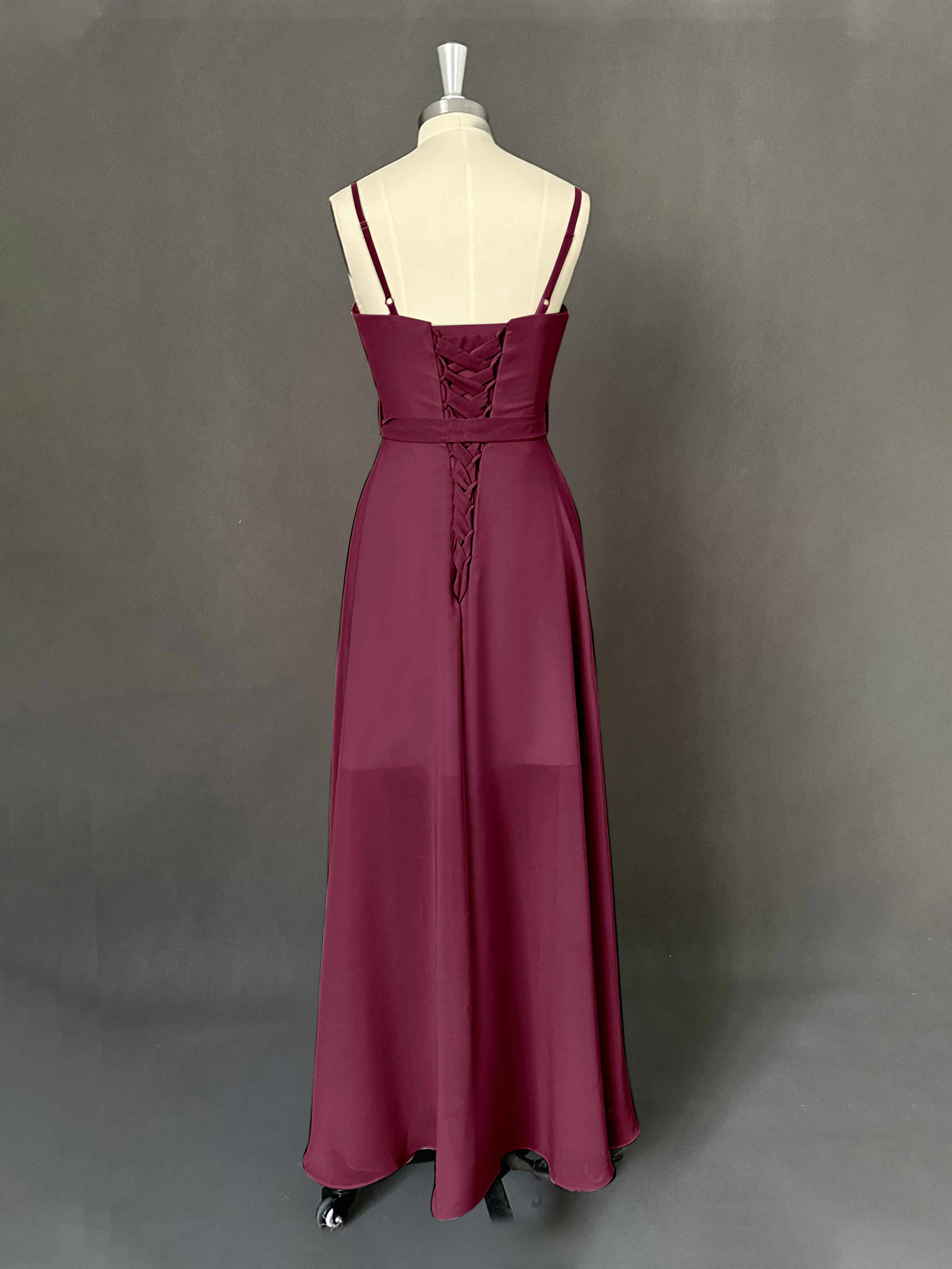 Amira Trendy Spaghetti Straps Asymmetrical Chiffon Dresses