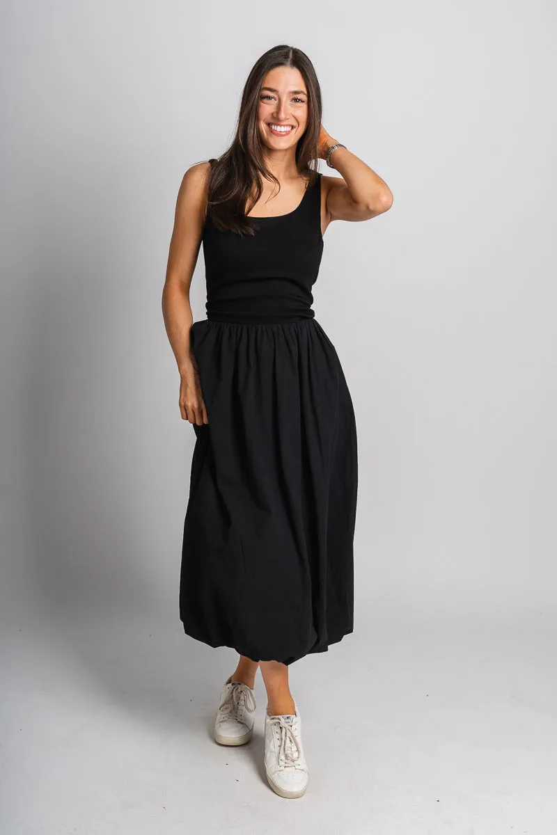Balloon midi dress black
