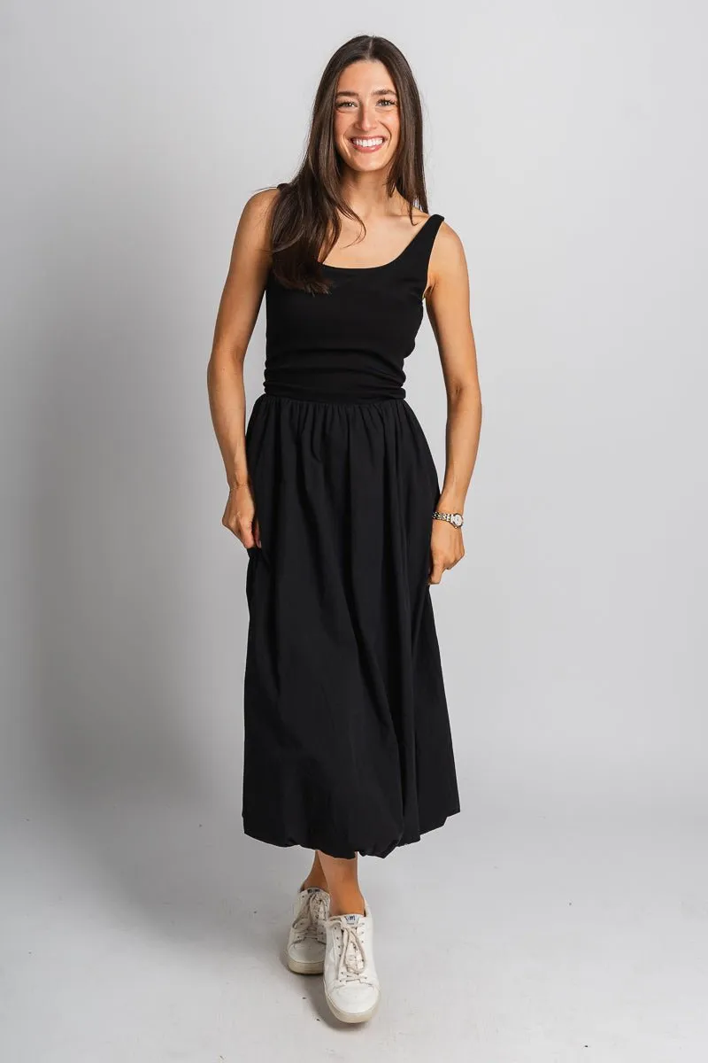 Balloon midi dress black