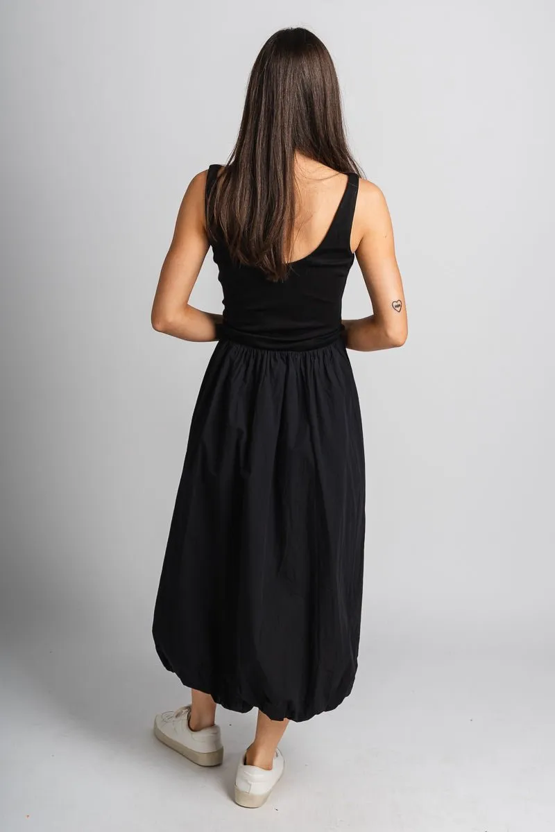 Balloon midi dress black