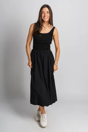 Balloon midi dress black