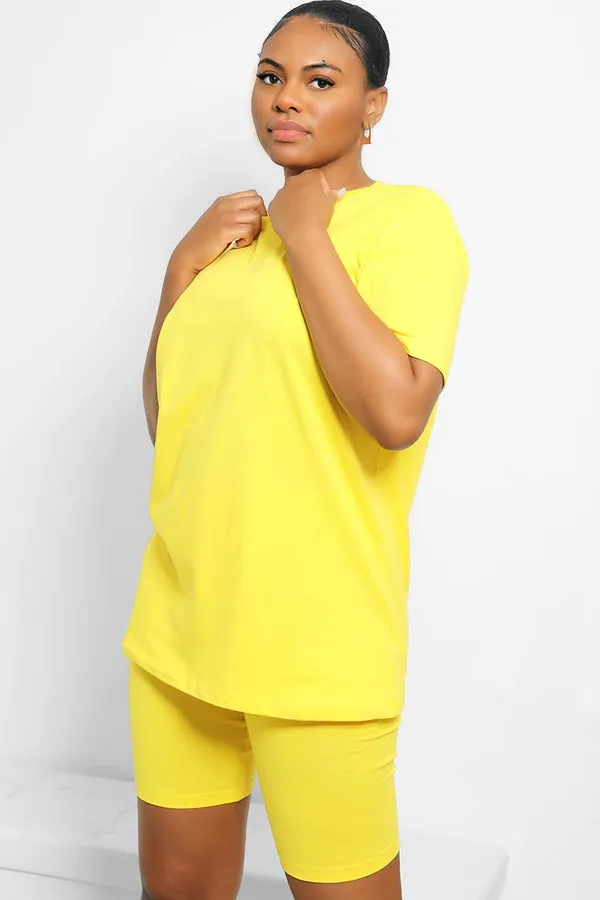 BASIC T-SHIRT & CYCLING SHORTS 2 PIECE YELLOW SET