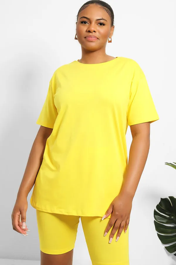 BASIC T-SHIRT & CYCLING SHORTS 2 PIECE YELLOW SET
