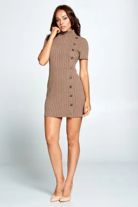 Between Us Buttoned Ribbed Mini- Toast