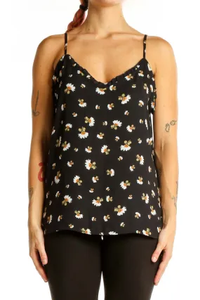Black Daisy Print Camisole Top