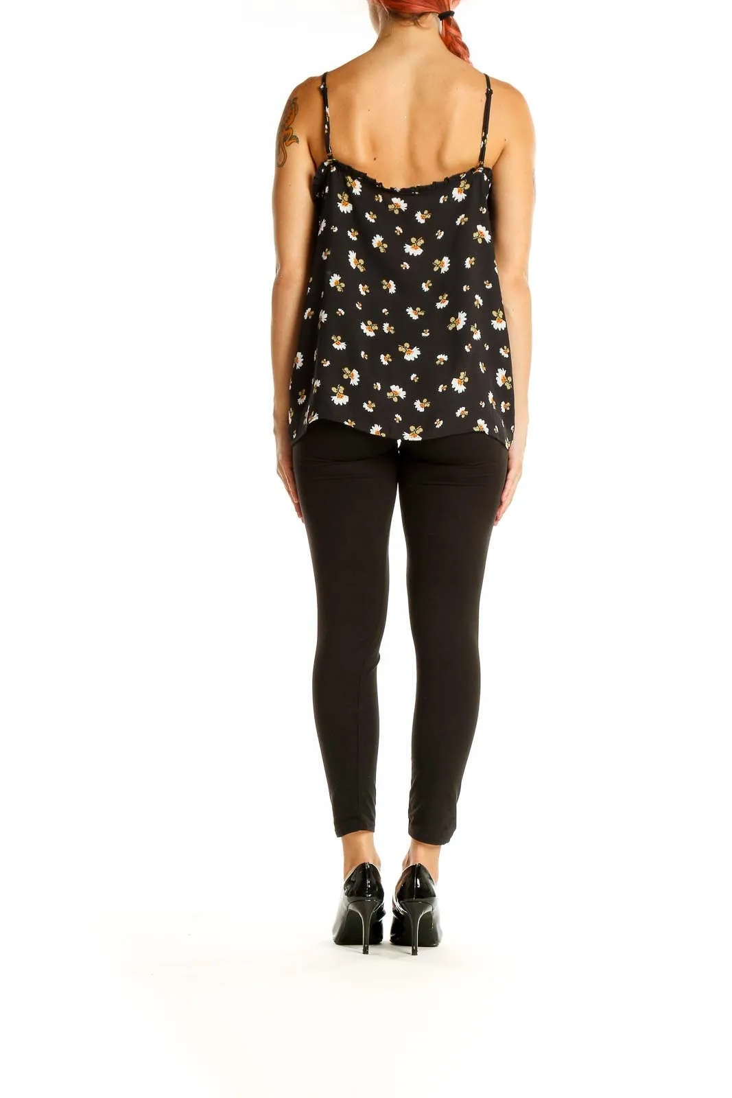 Black Daisy Print Camisole Top
