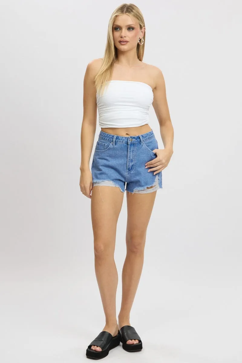 Blue Relaxed Shorts HIgh Rise