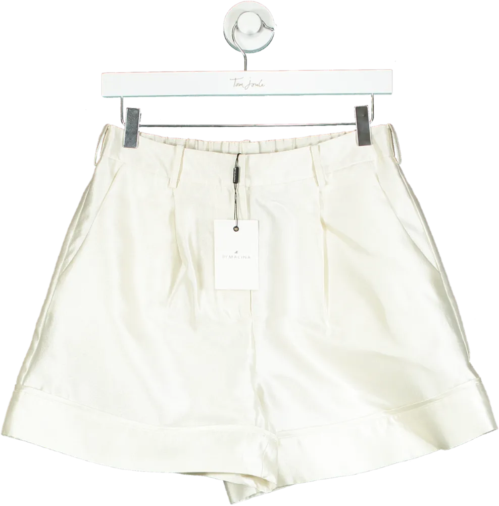 By Malina White Satin Shorts UK S