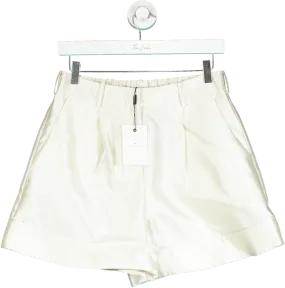By Malina White Satin Shorts UK S