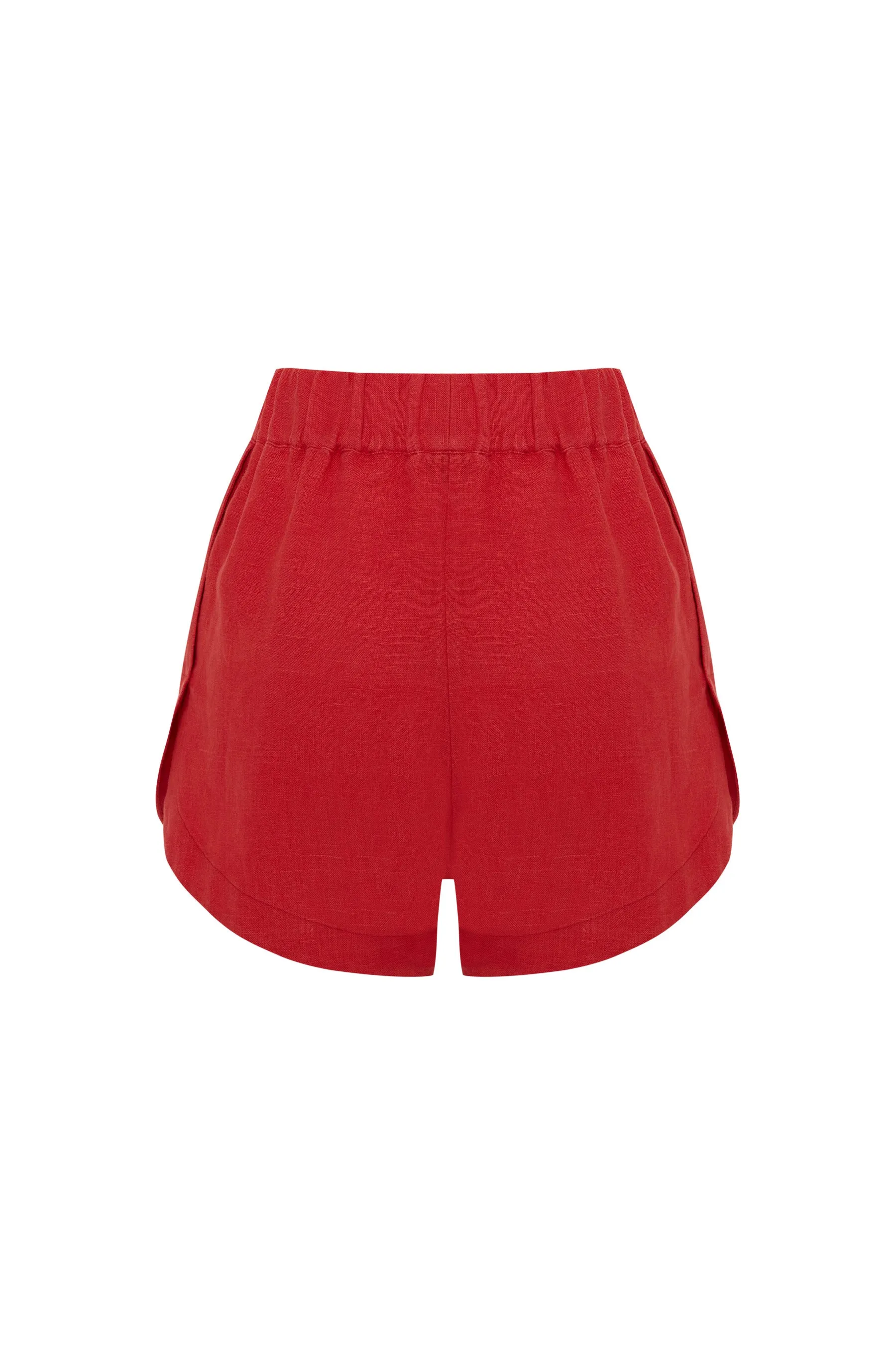 Capri Red Linen Shorts