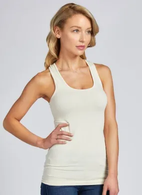 C'est Moi, CEBT-1108 Bamboo 1x1 Rib Racerback Top, Eggnog